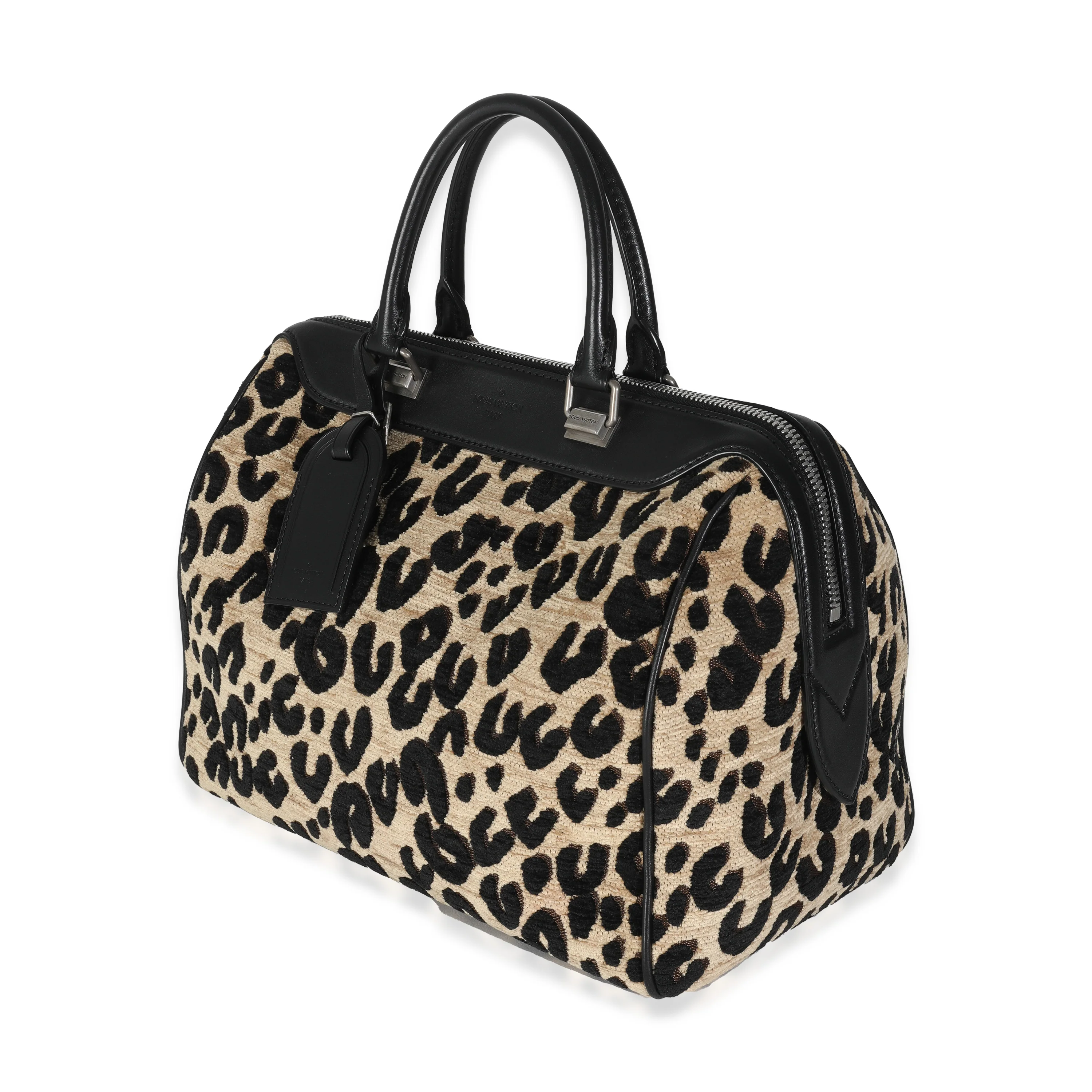 x Stephen Sprouse Black Beige Velvet Leopard Speedy 30 - Image 2
