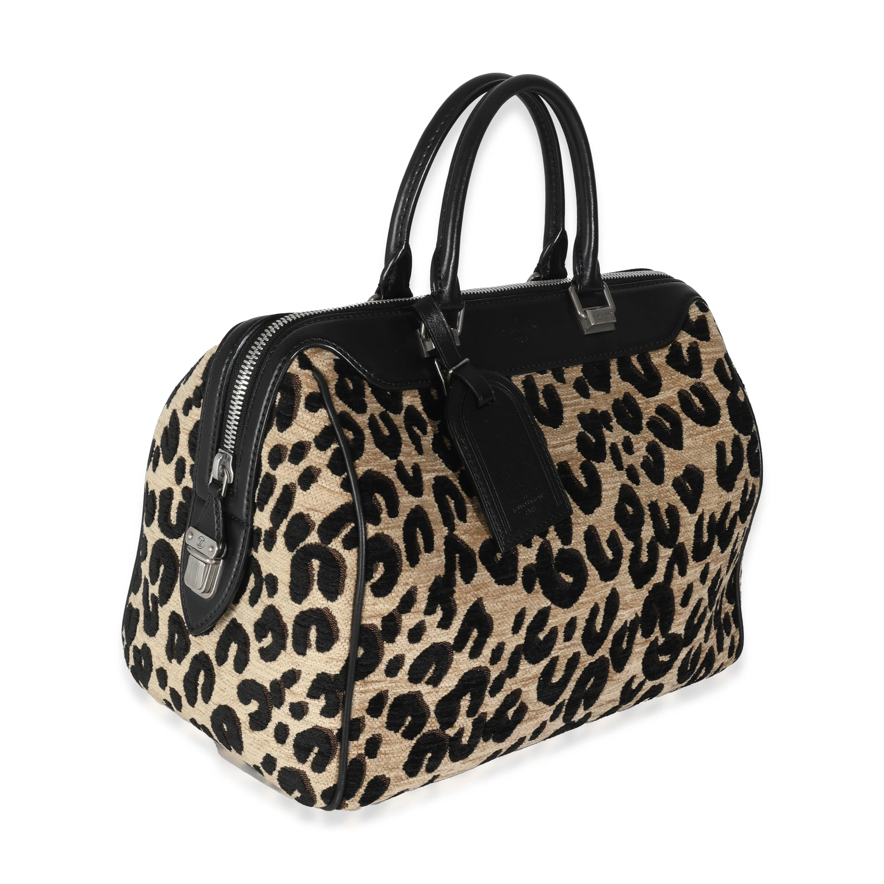 x Stephen Sprouse Black Beige Velvet Leopard Speedy 30 - Image 3