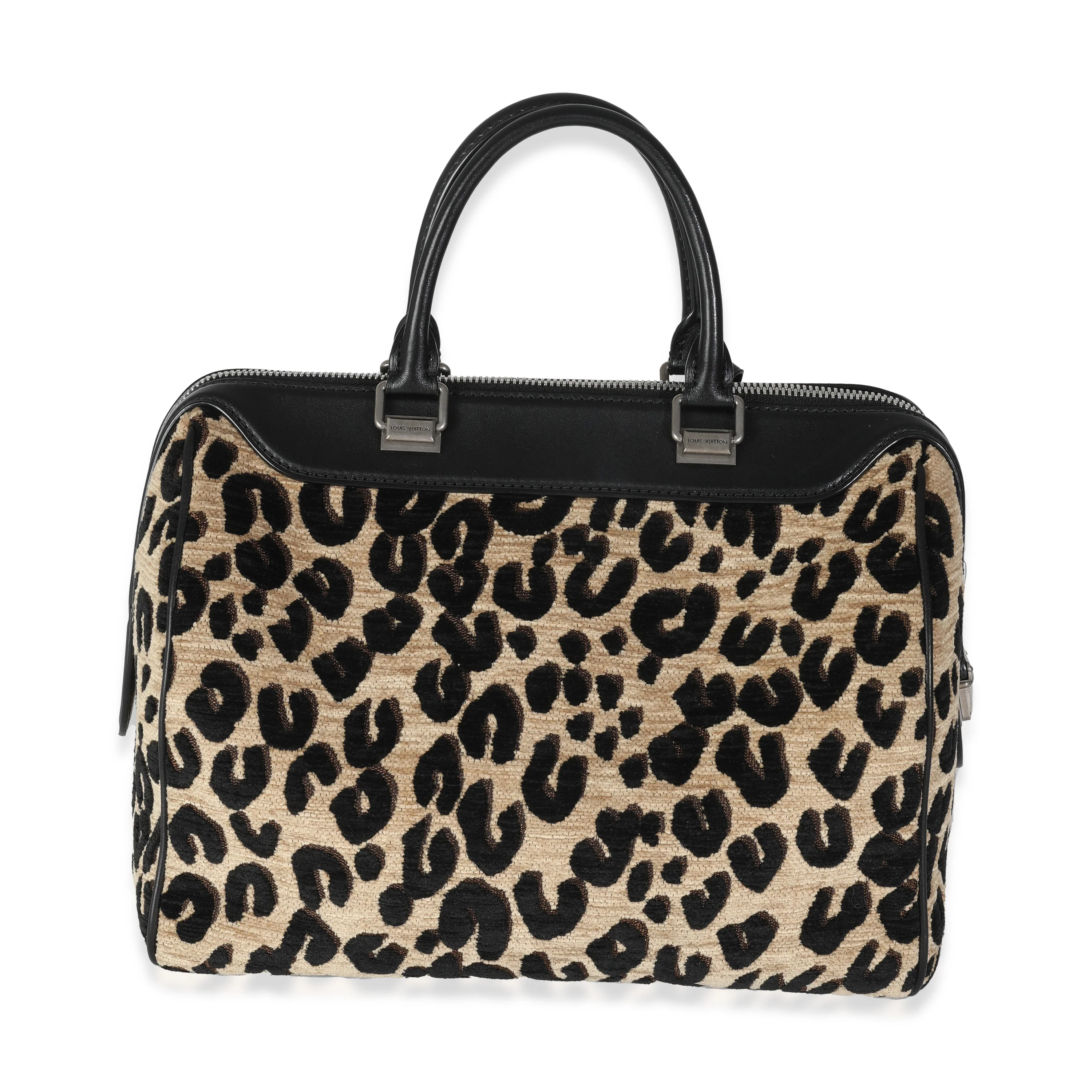 x Stephen Sprouse Black Beige Velvet Leopard Speedy 30 - Image 4