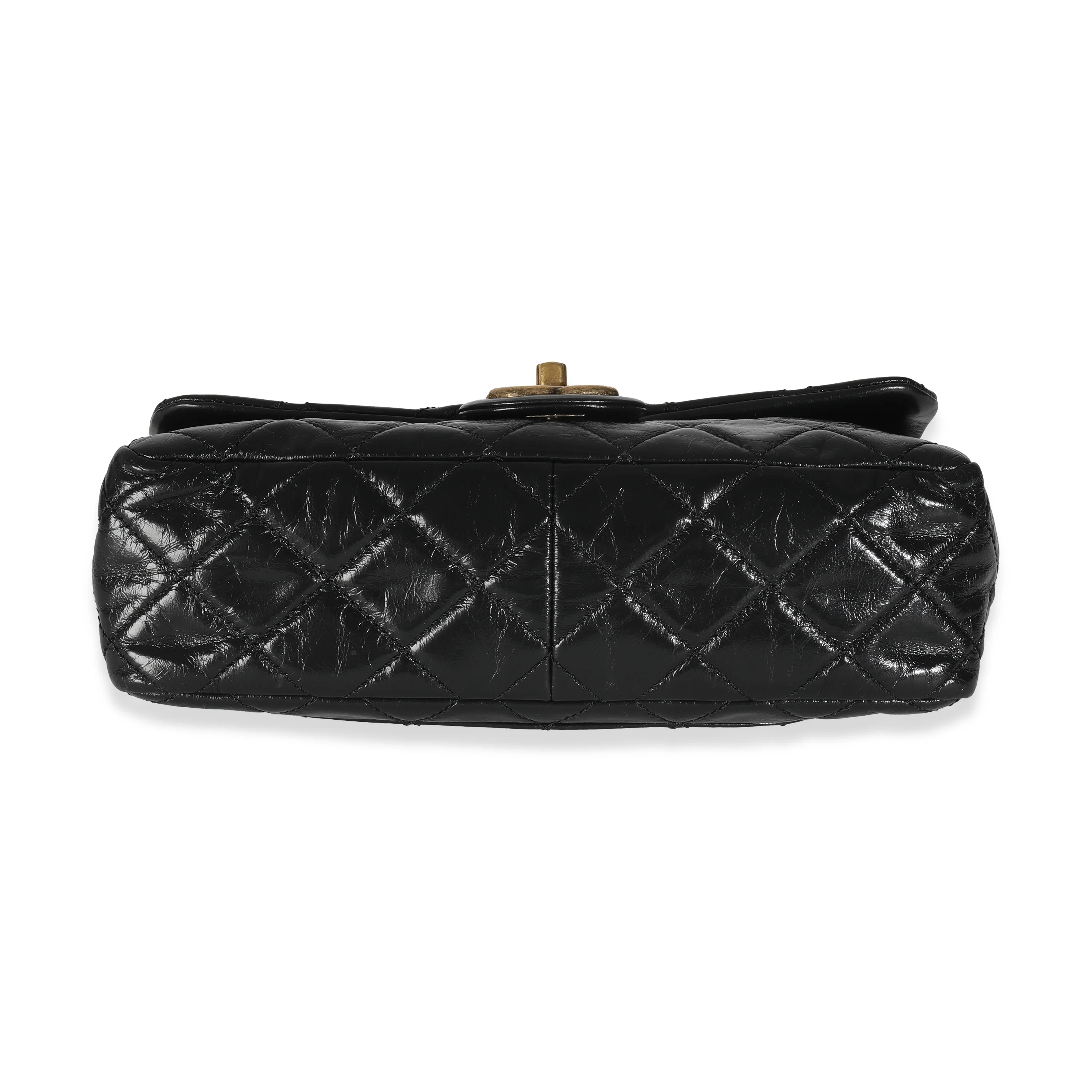 Black Glazed Calfskin Medium Castle Rock Flap Bag - Image 7