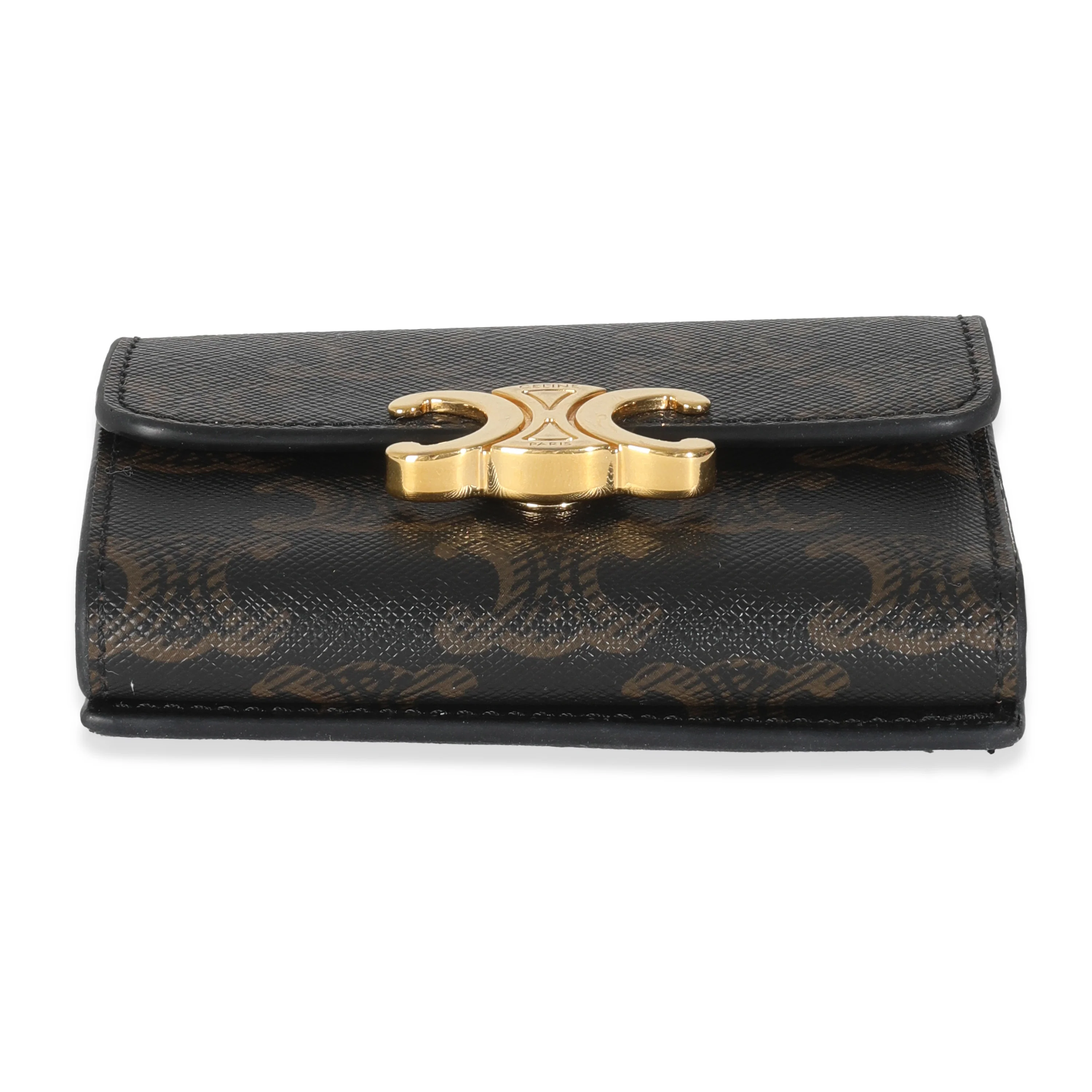 Tan Triomphe Canvas Coin Compact Wallet - Image 6