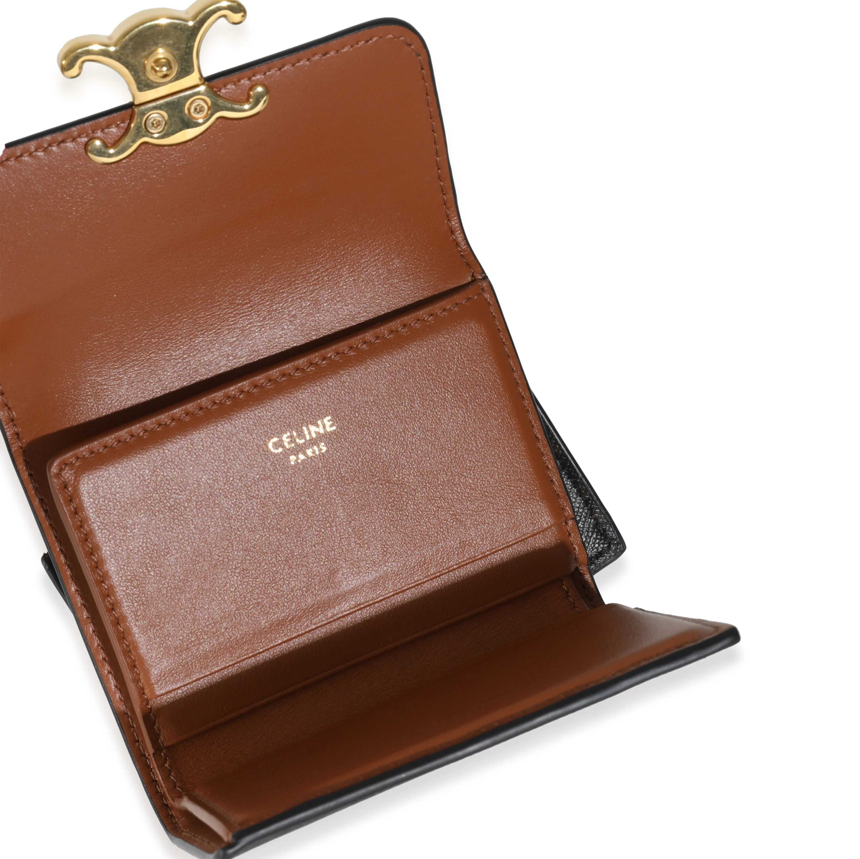 Tan Triomphe Canvas Coin Compact Wallet - Image 8