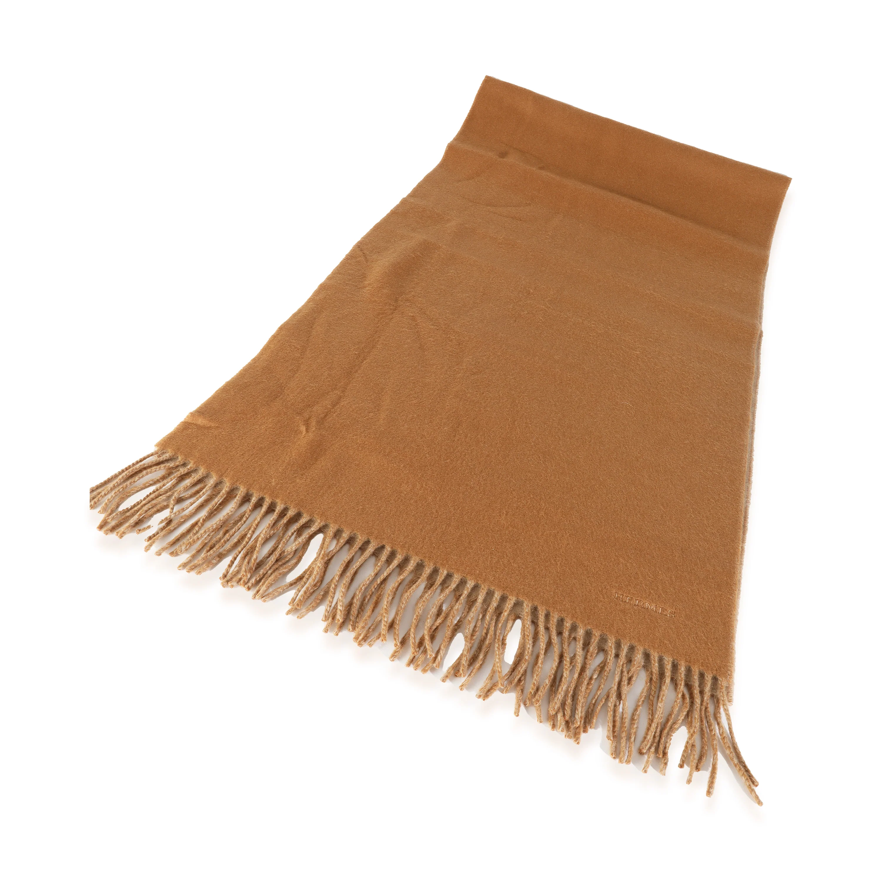 Camel Beige Cashmere Recto Verso Muffler Scarf - Image 3