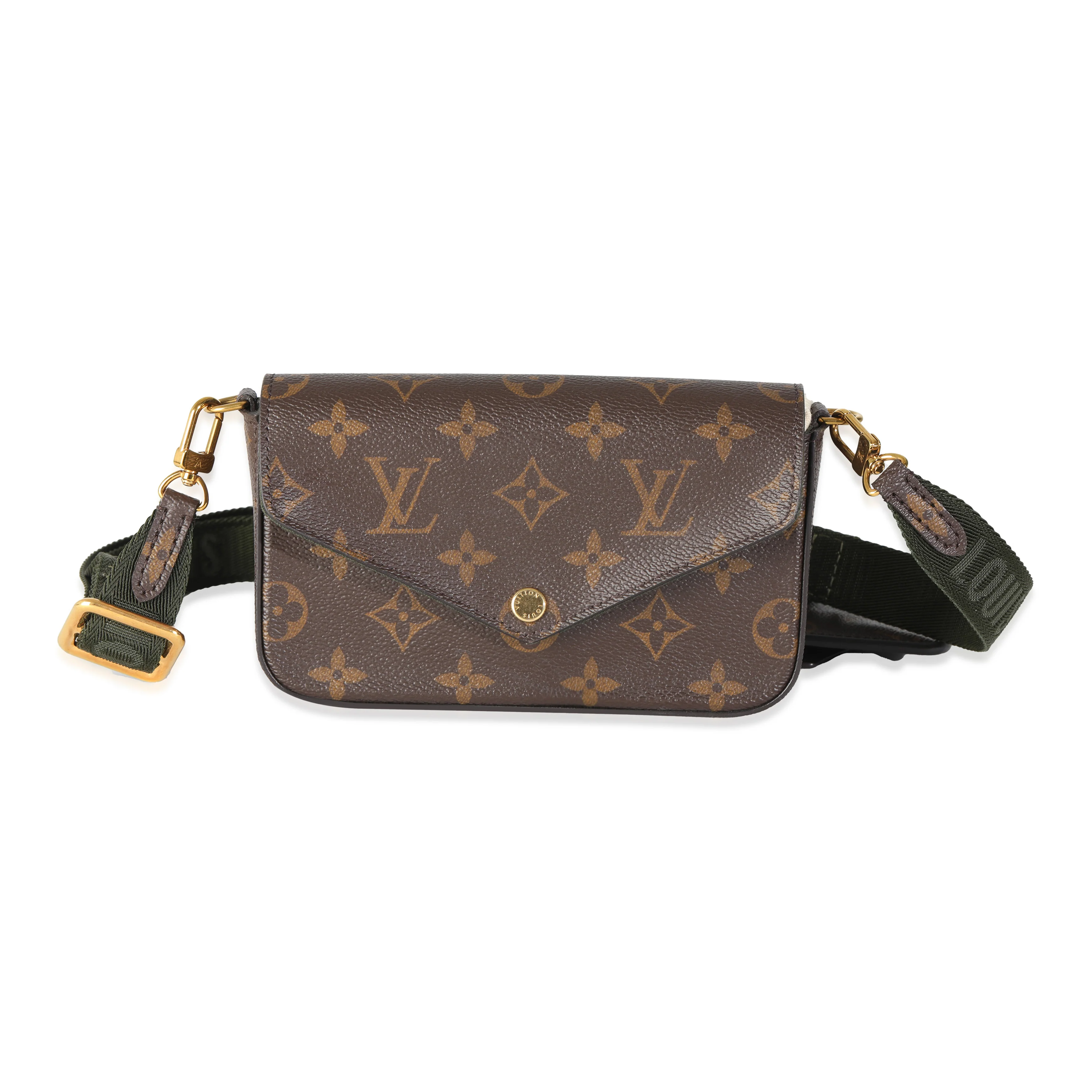 Khaki Monogram Canvas Felicie Strap & Go