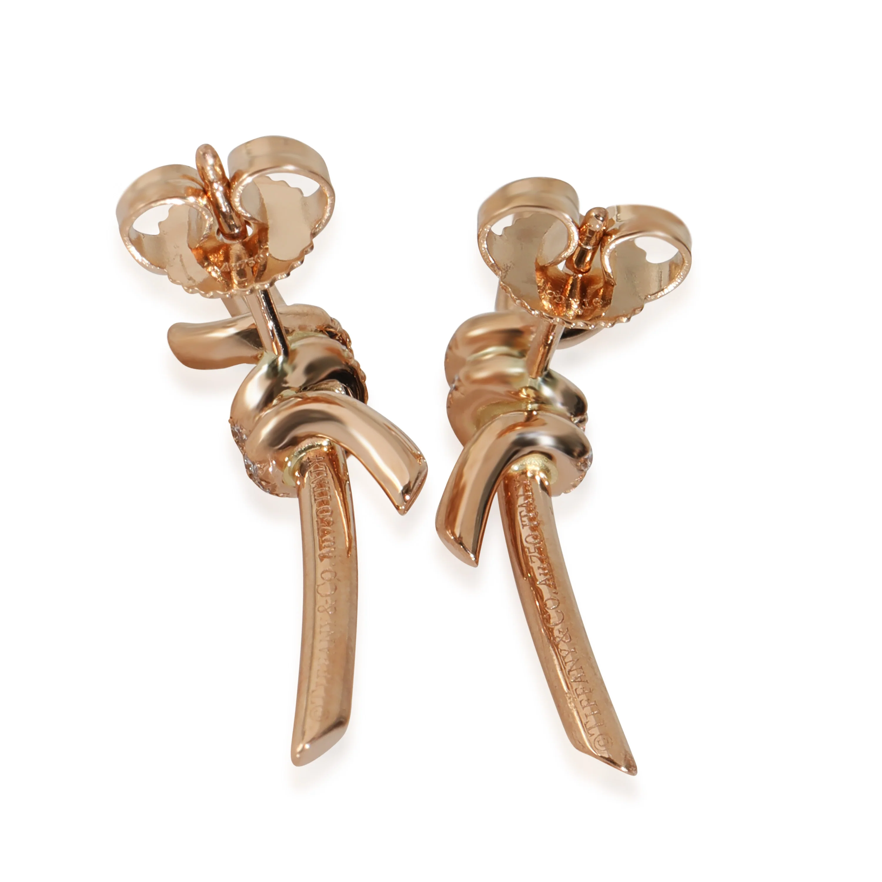 Tiffany Knot Diamond Earrings in 18k Rose Gold 0.09 CTW - Image 3