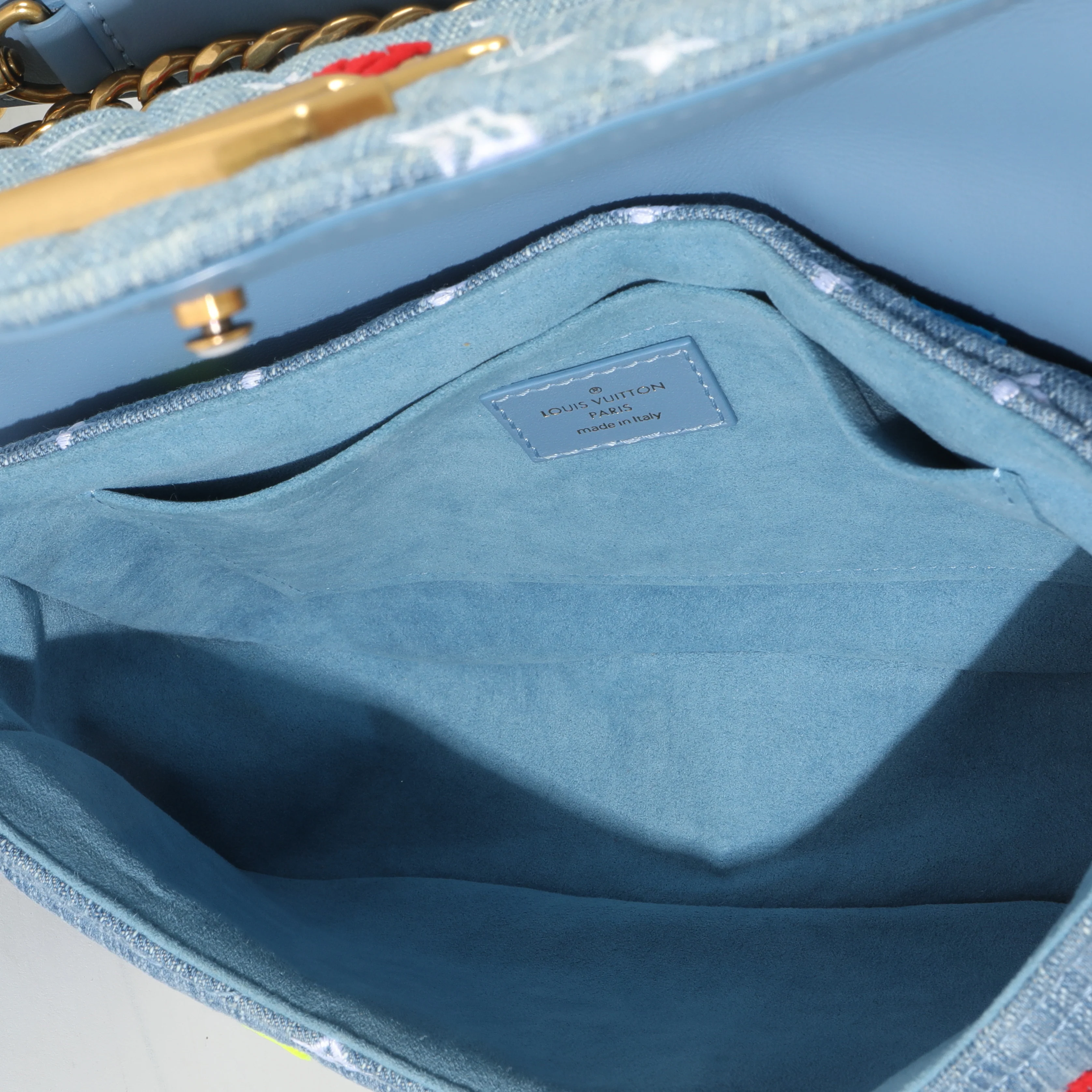 Blue Embroidered Monogram Denim New Wave MM - Image 9