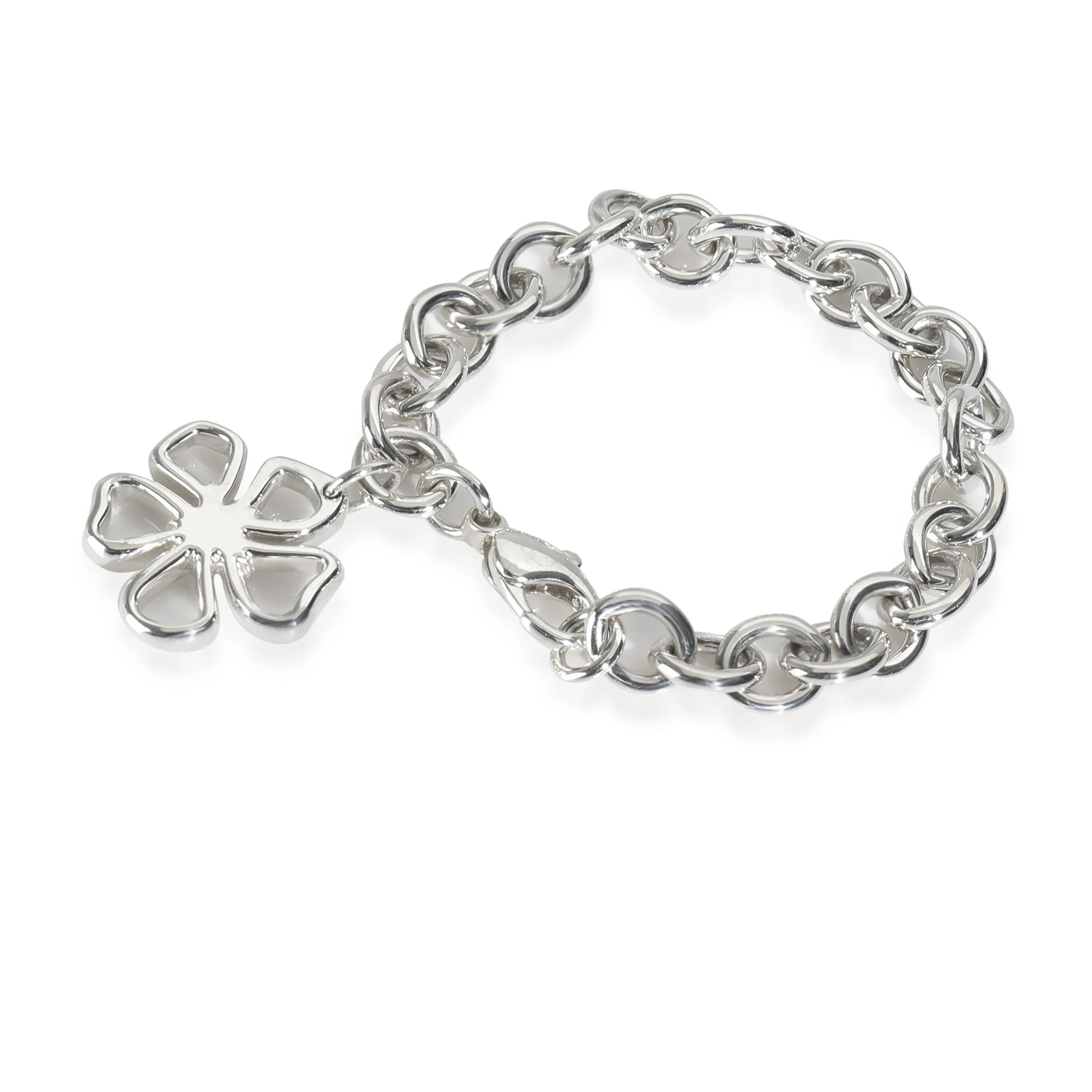 Open Flower Charm Bracelet in Sterling Silver - Image 2