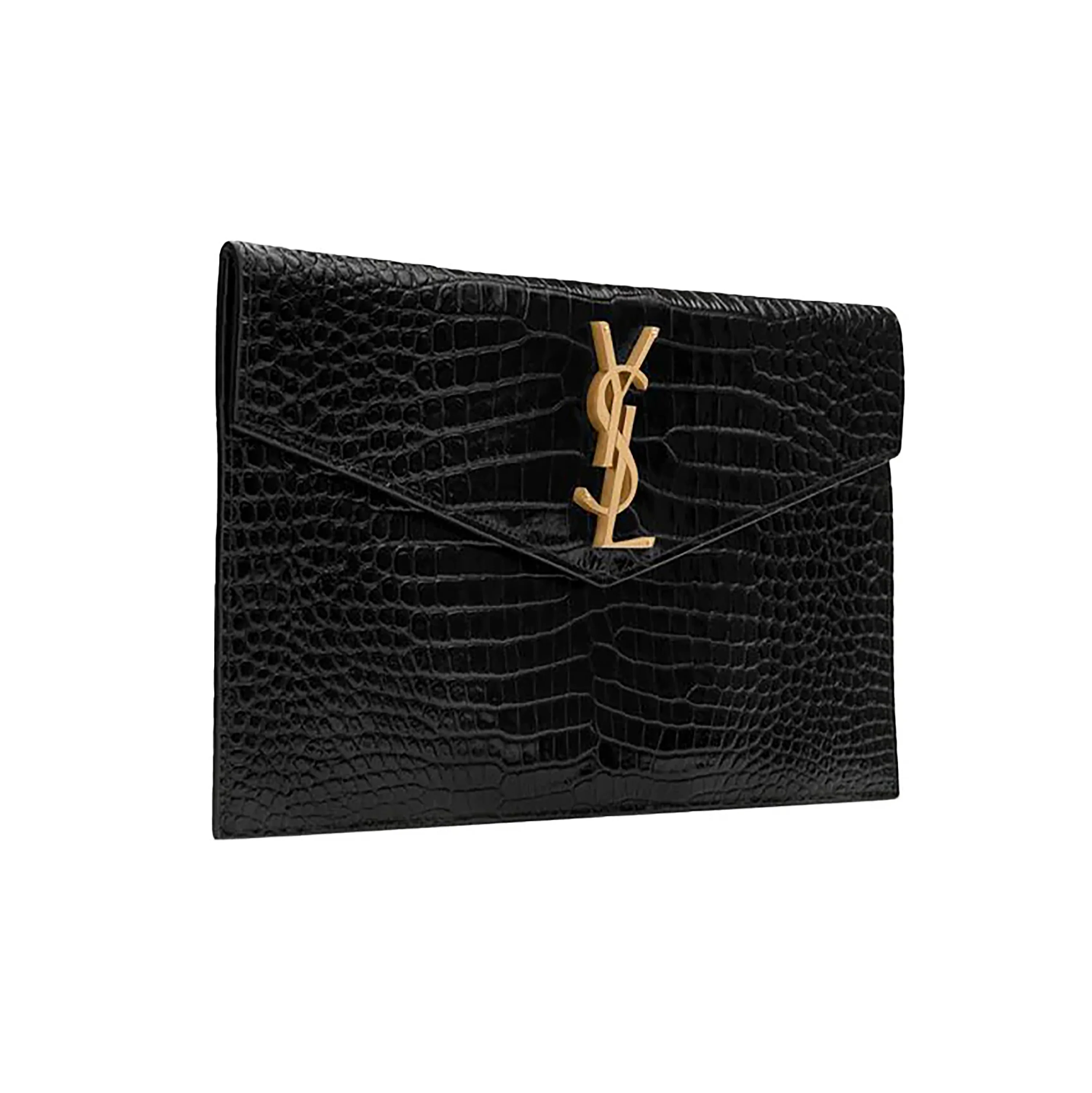 Black Croc Embossed Calfskin Uptown Clutch - Image 2