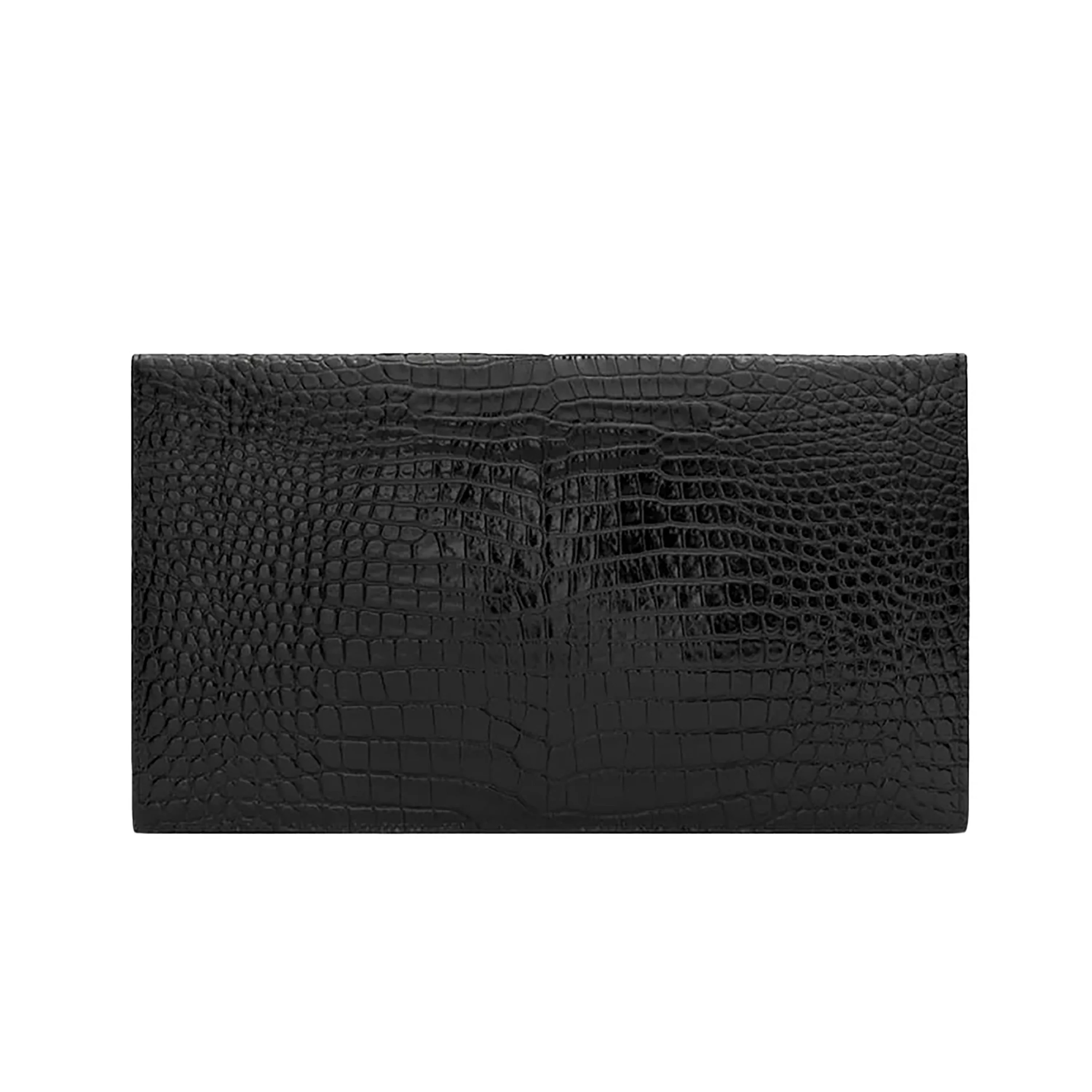 Black Croc Embossed Calfskin Uptown Clutch - Image 3