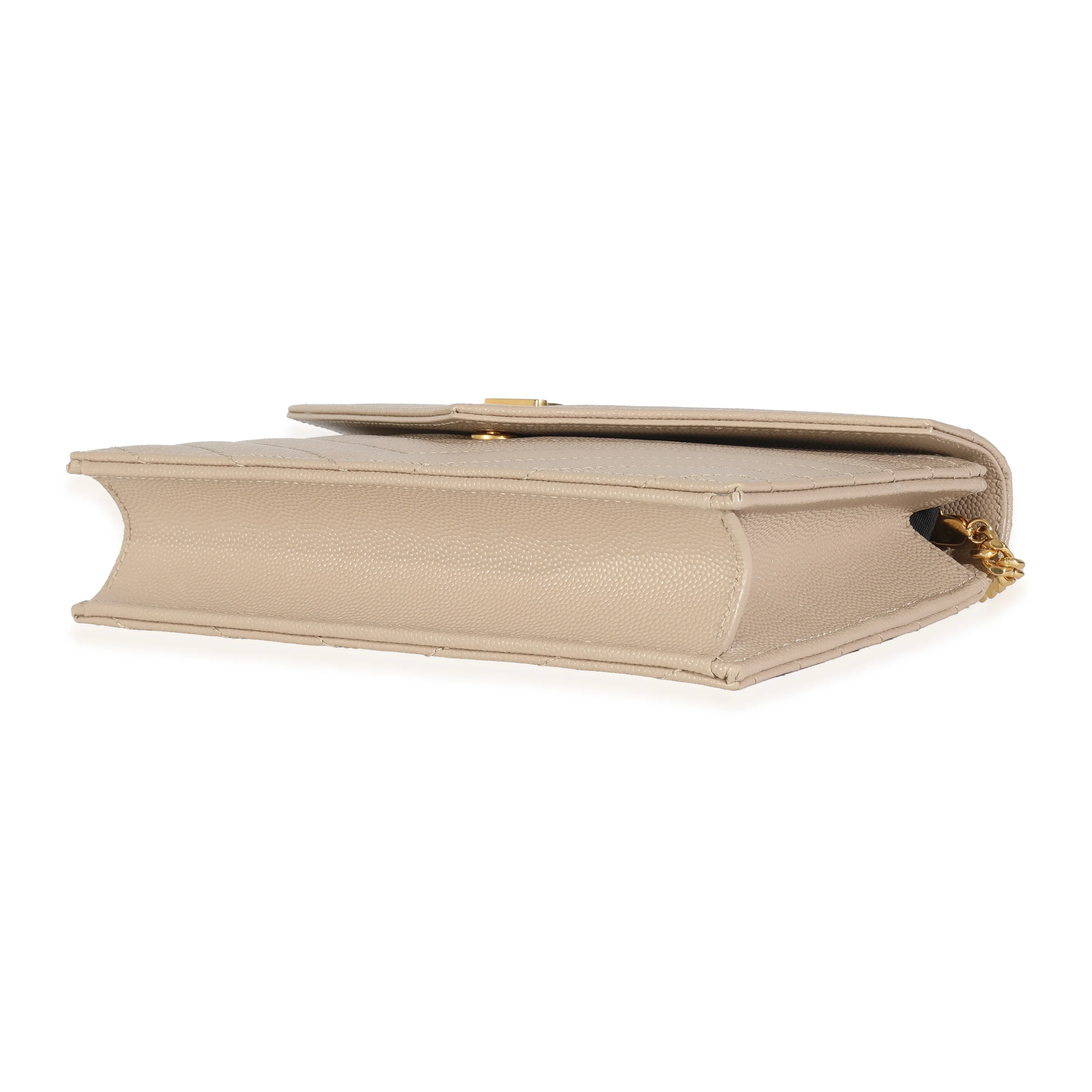 Dark Beige Grain De Poudre Cassandre Envelope Chain Wallet - Image 7