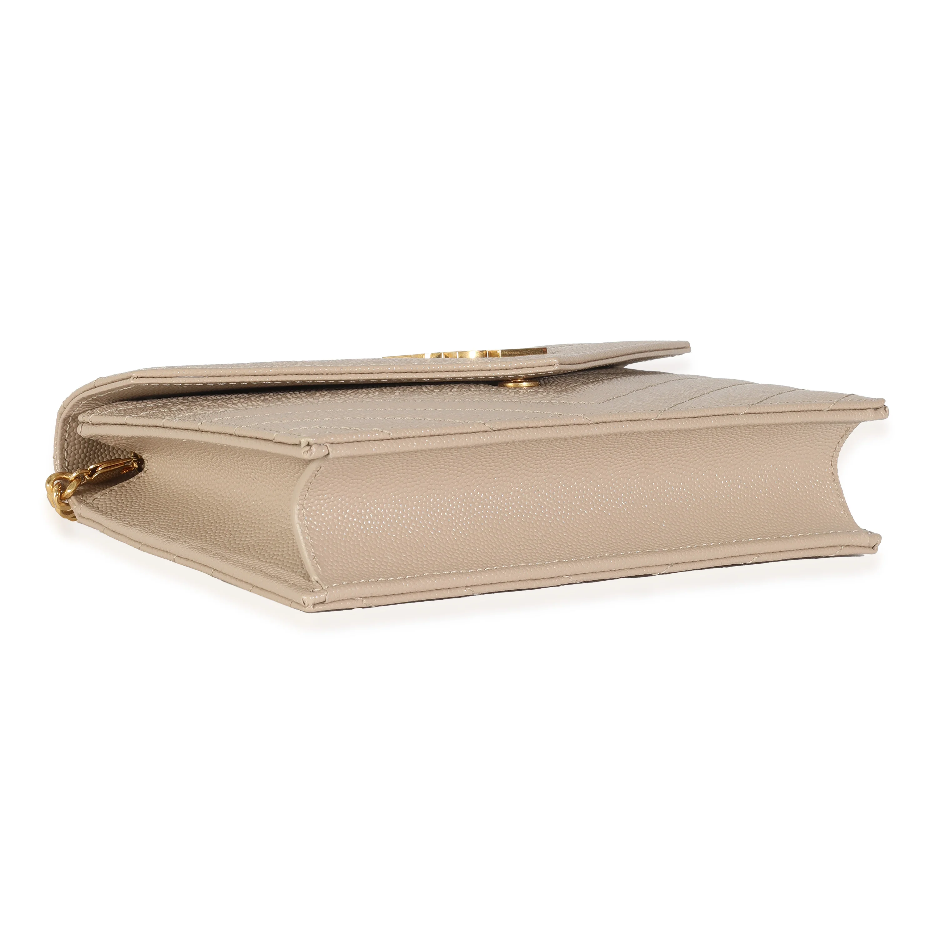 Dark Beige Grain De Poudre Cassandre Envelope Chain Wallet - Image 5