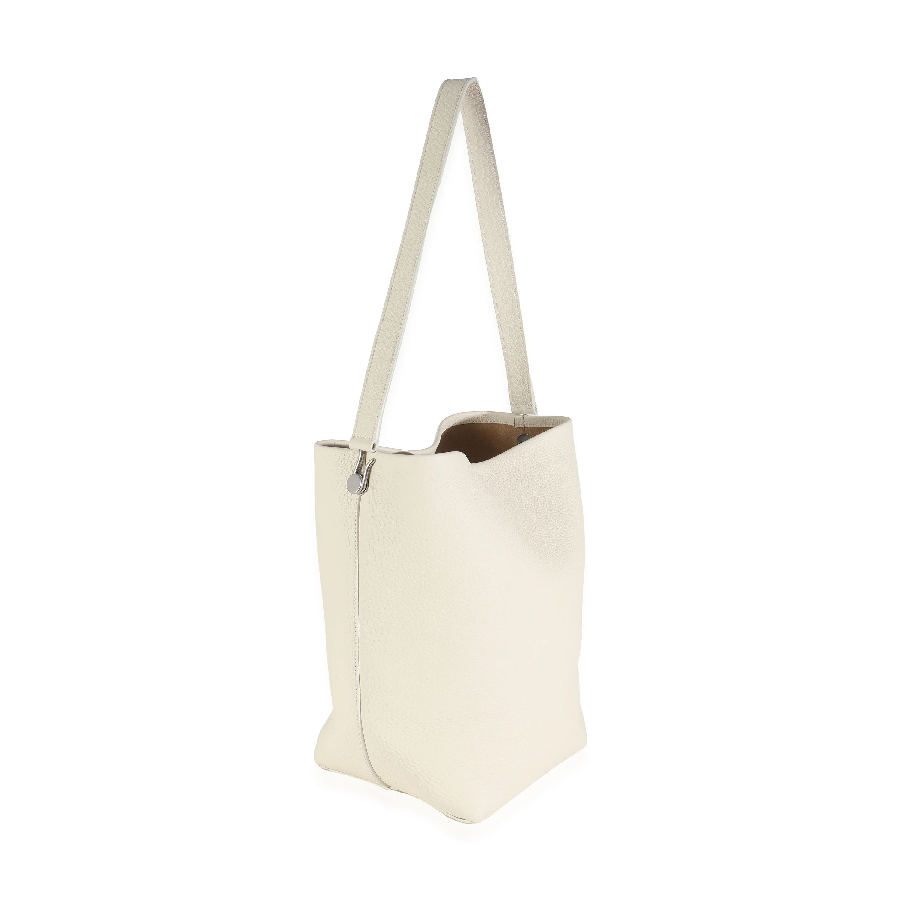 Ivory Grained Calfskin Medium NS Tote Hook Bag - Image 3