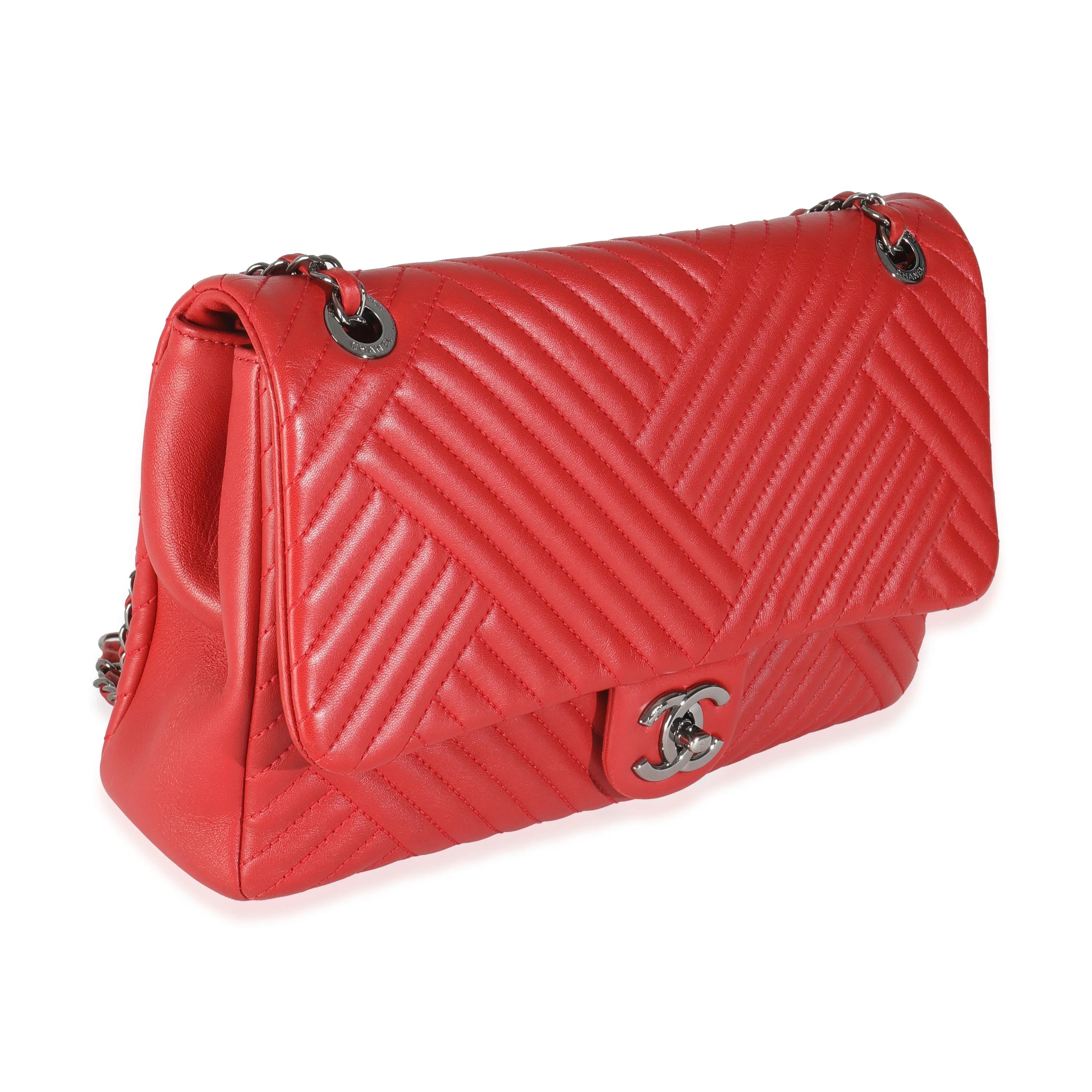Red Lambskin CC Medium Crossing Flap Bag - Image 3