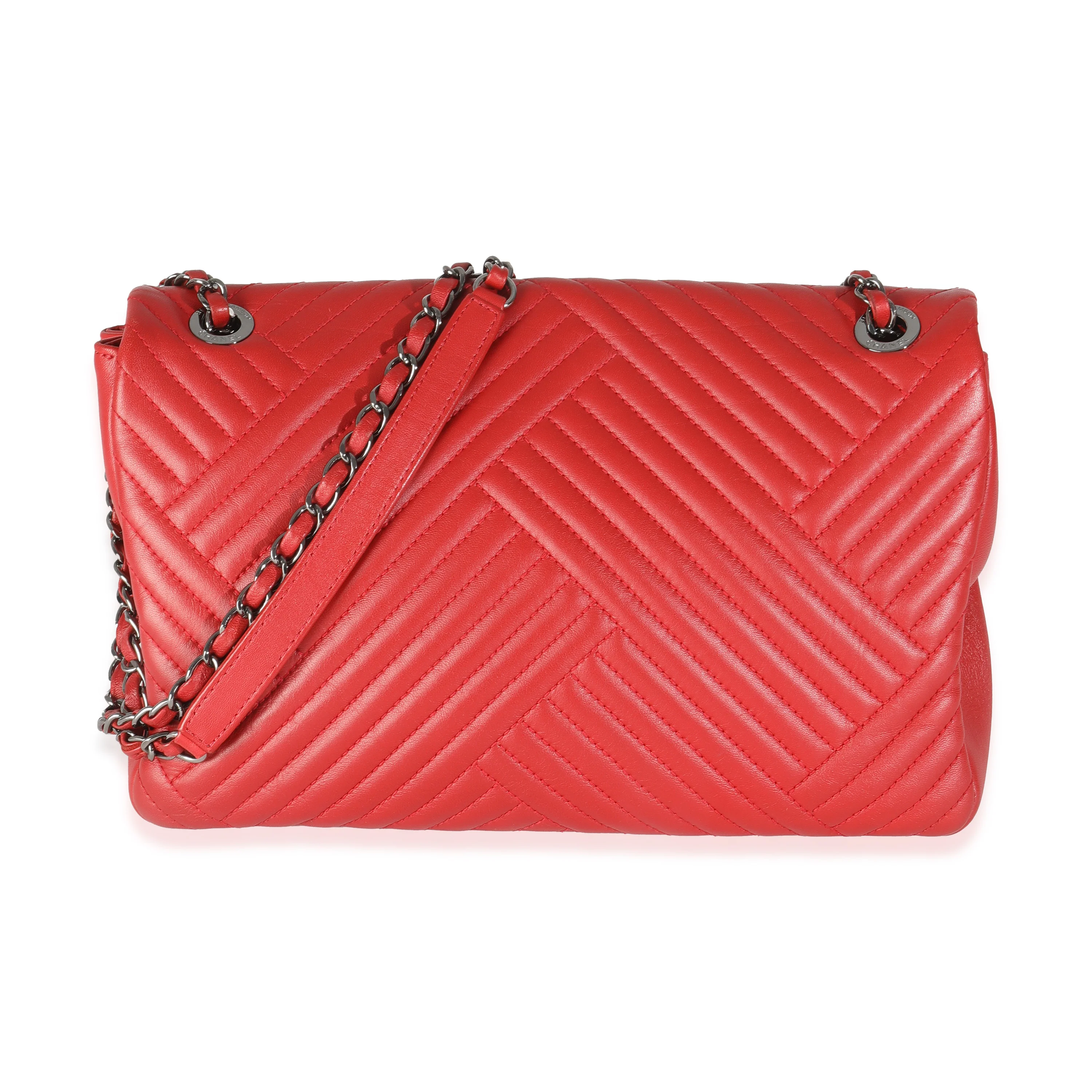 Red Lambskin CC Medium Crossing Flap Bag - Image 4