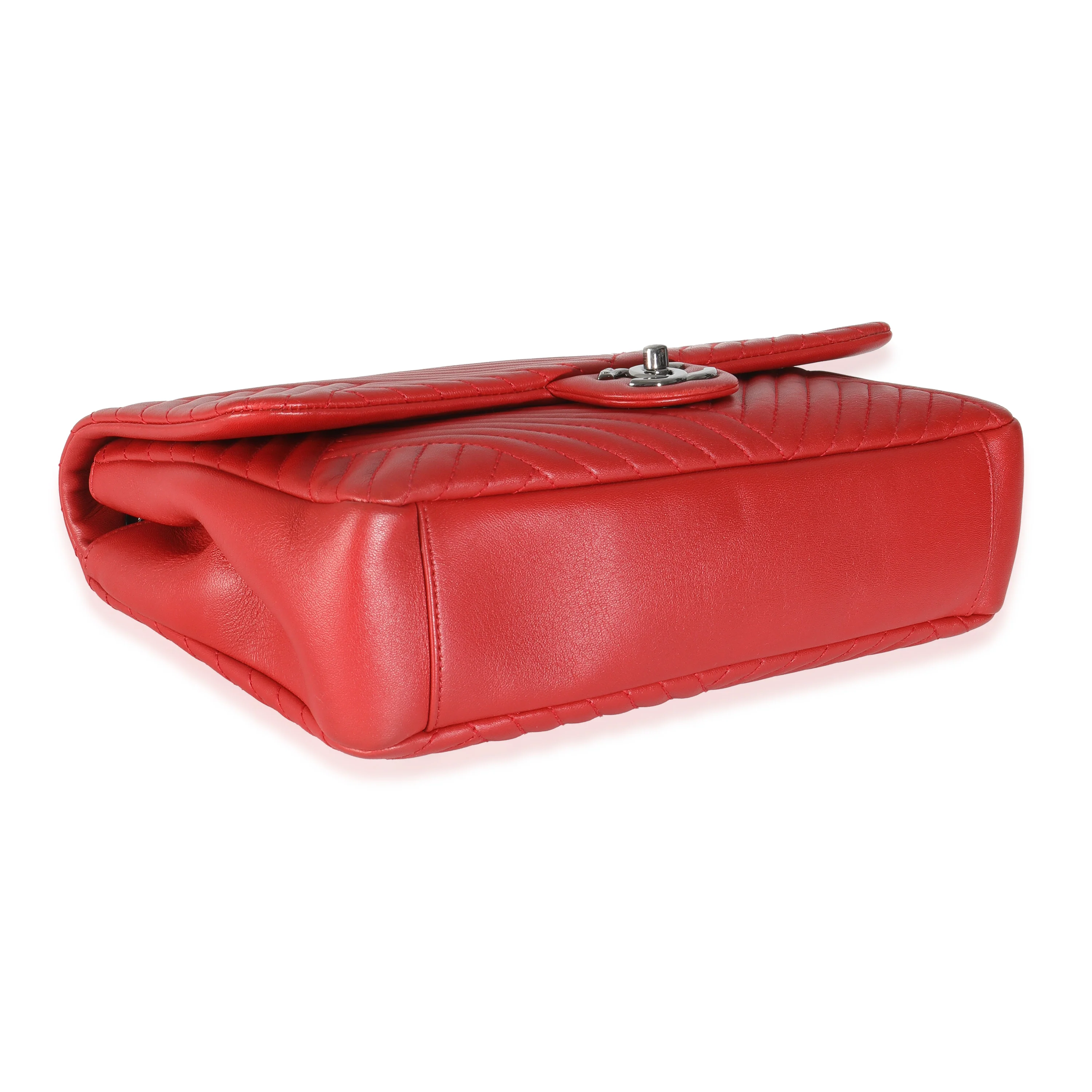 Red Lambskin CC Medium Crossing Flap Bag - Image 6