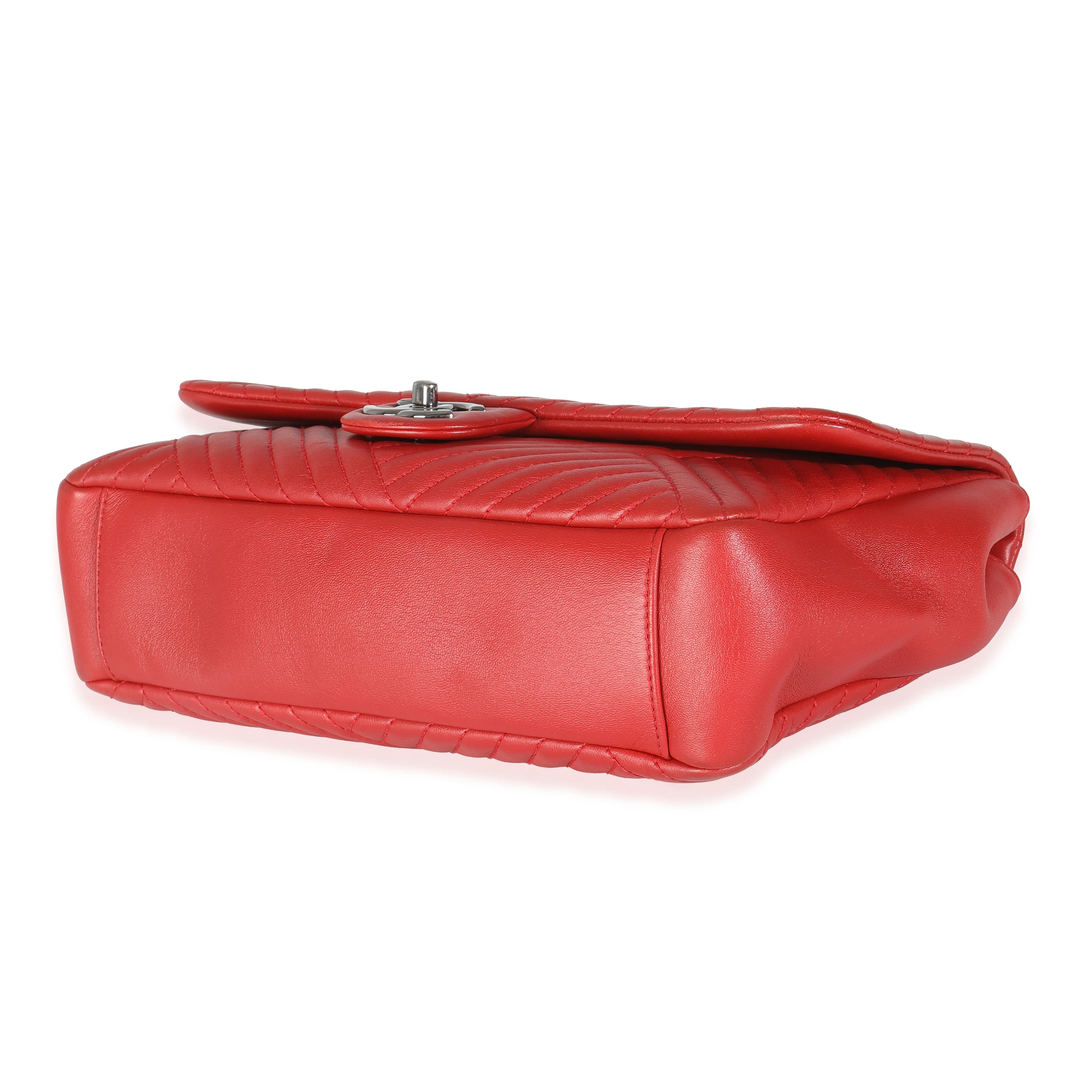 Red Lambskin CC Medium Crossing Flap Bag - Image 7