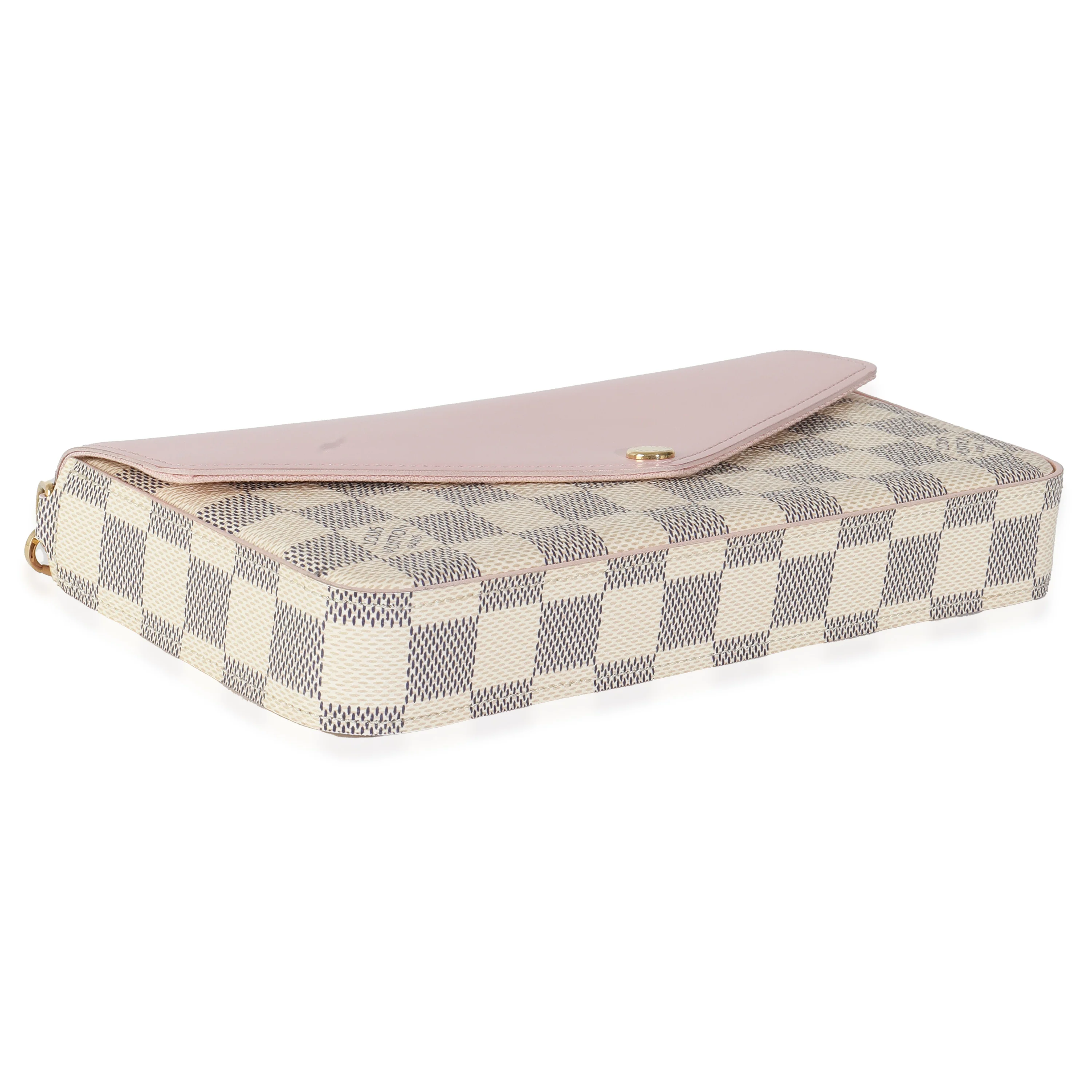Eau De Rose Calfskin Damier Azur Canvas Felicie Pochette - Image 6