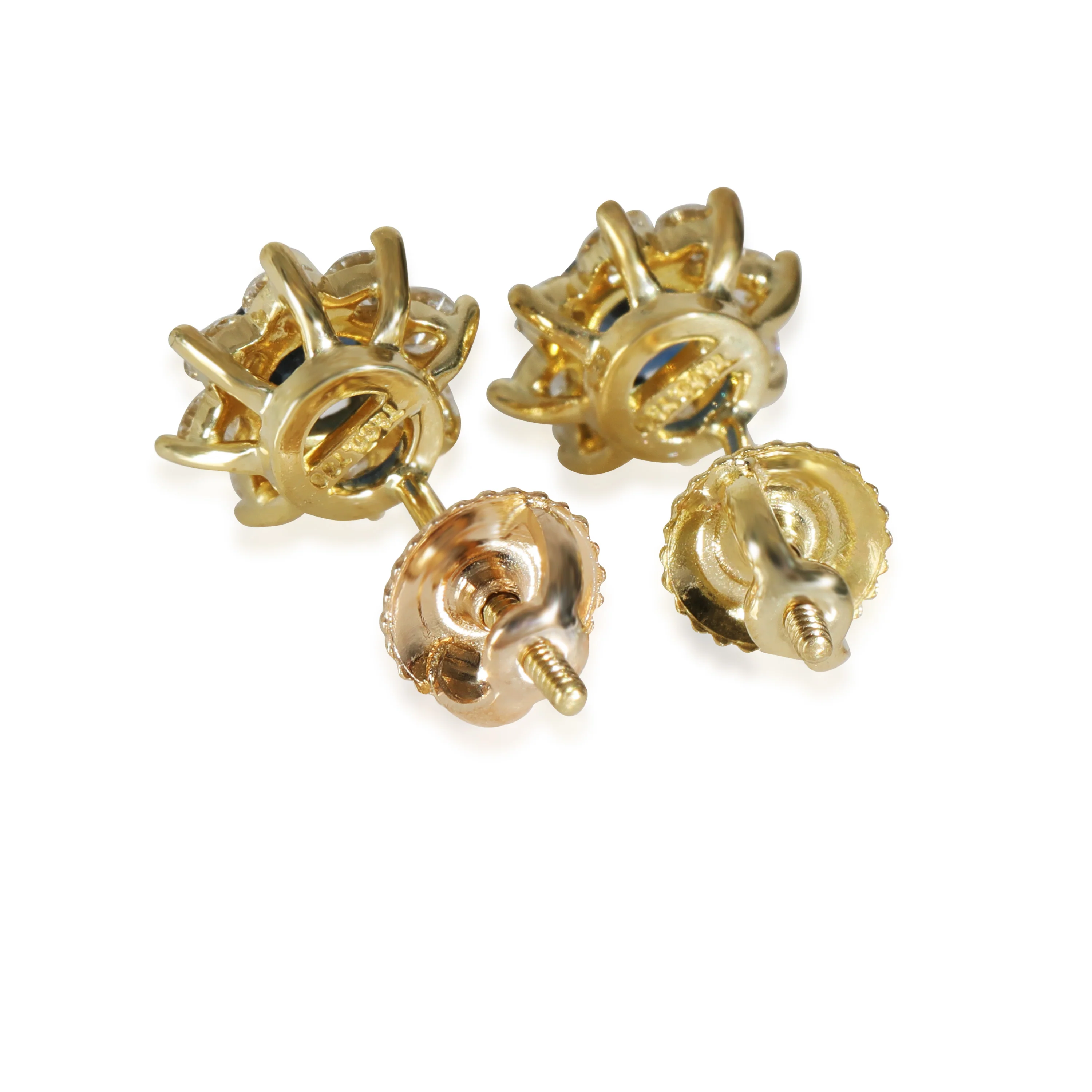 Vintage Sapphire Diamond Earrings in 18k Yellow Gold 0.48 CTW - Image 3