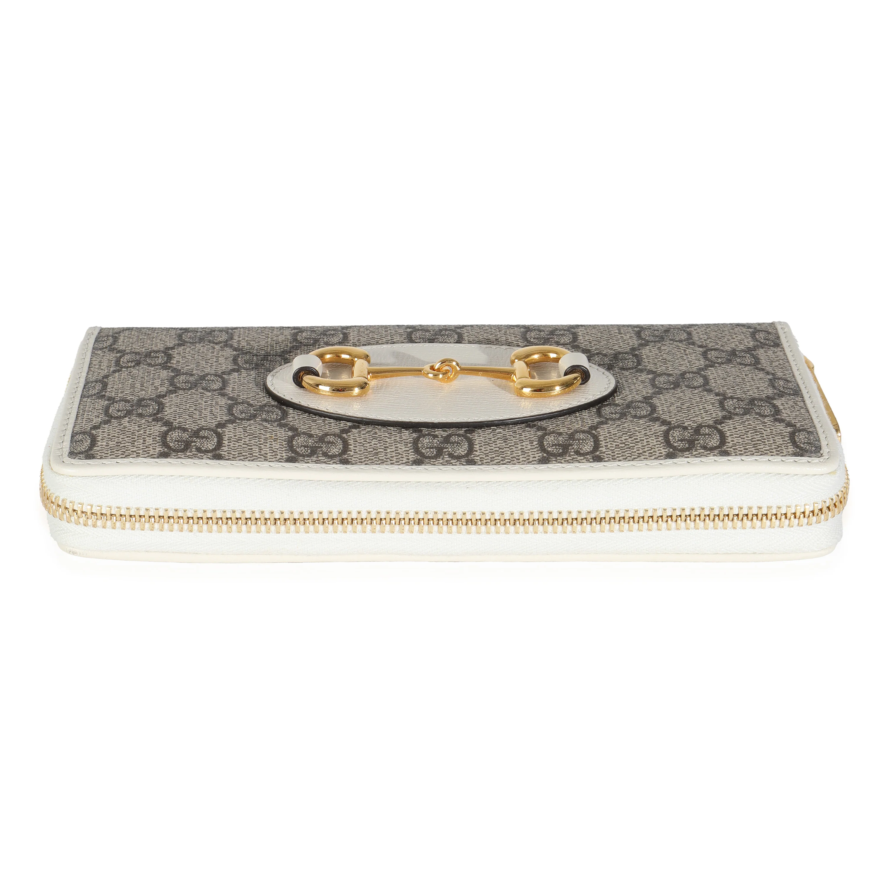 White GG Supreme Canvas Horsebit 1955 Zip Around Wallet - Image 5