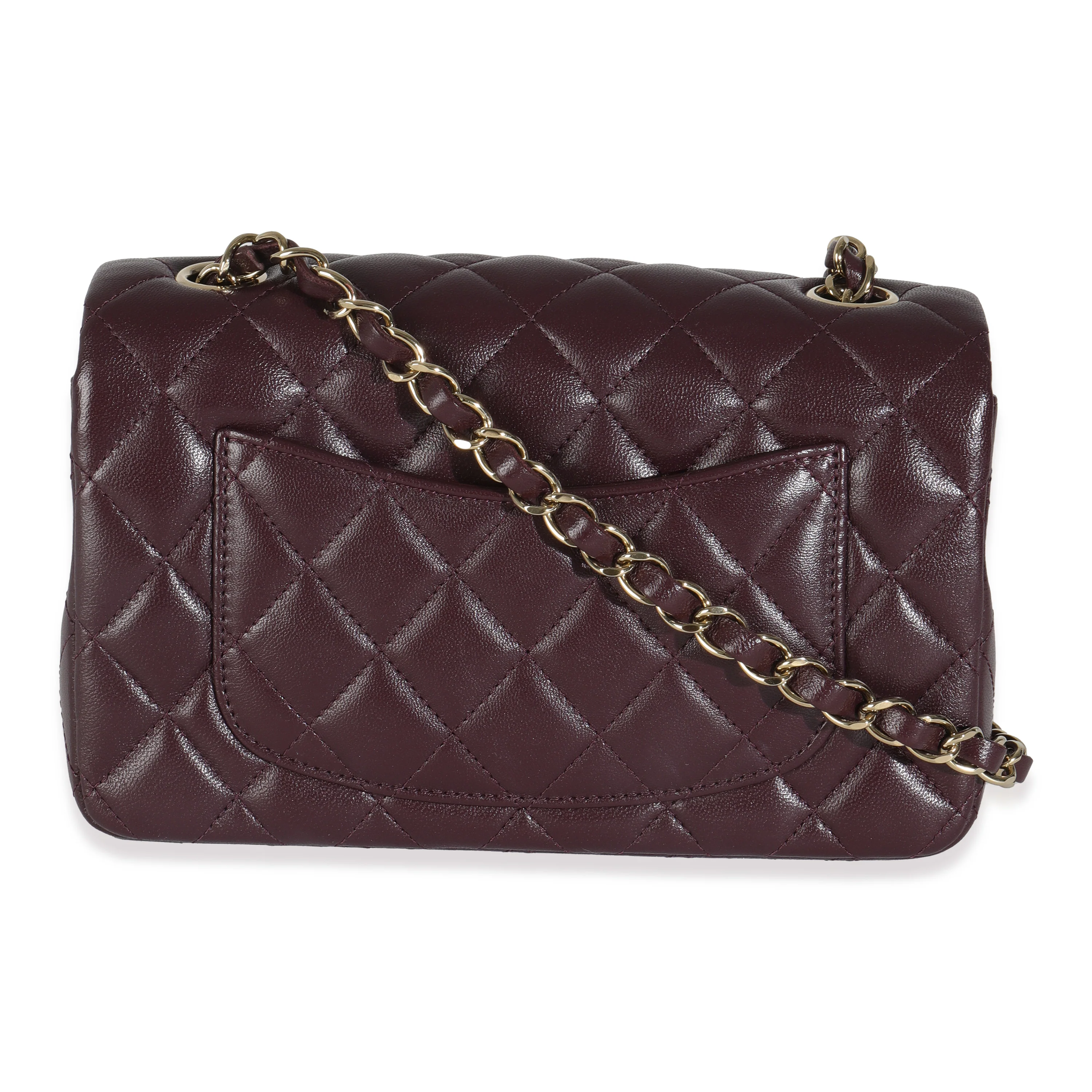 Dark Purple Quilted Lambskin Mini Rectangular Flap Bag - Image 4