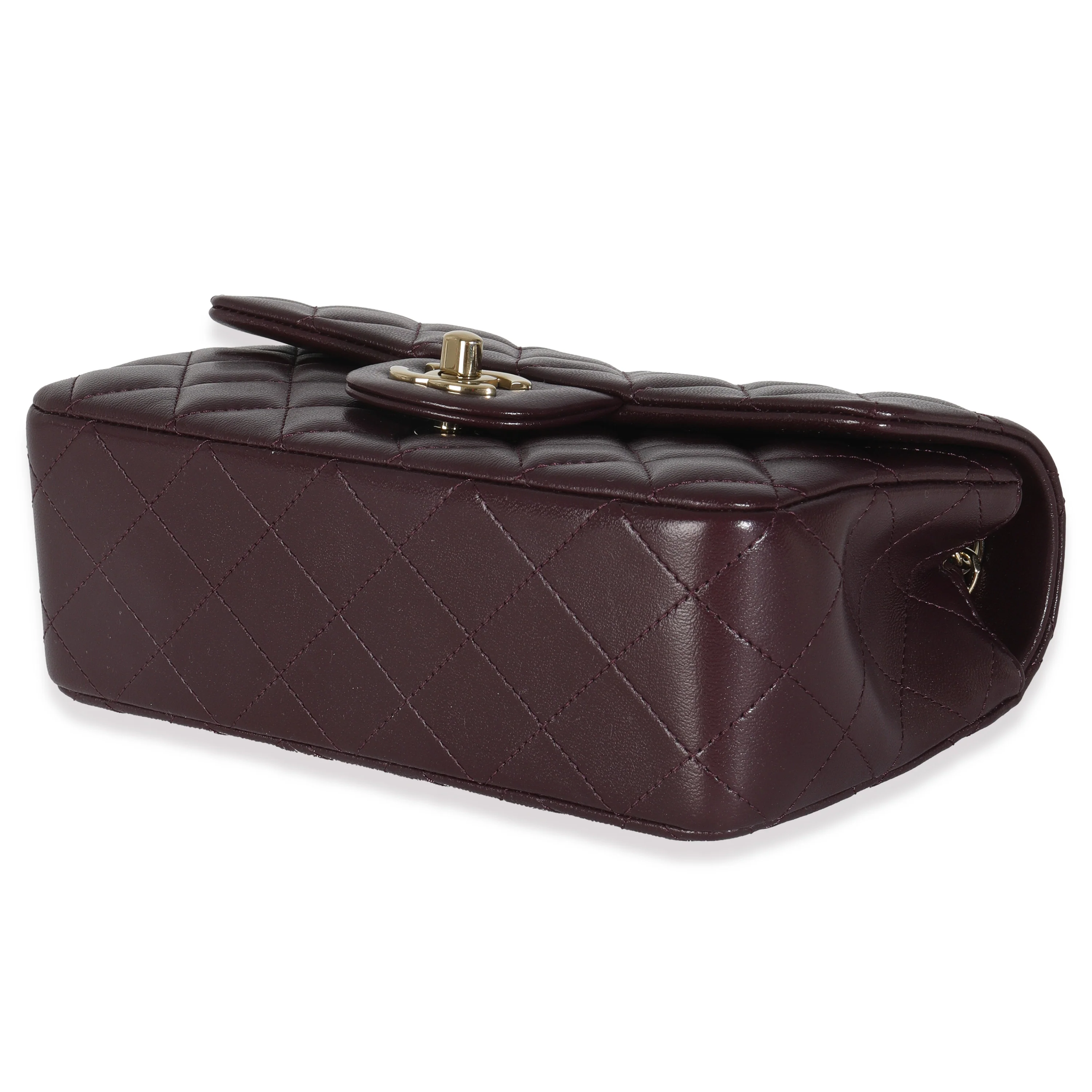 Dark Purple Quilted Lambskin Mini Rectangular Flap Bag - Image 6