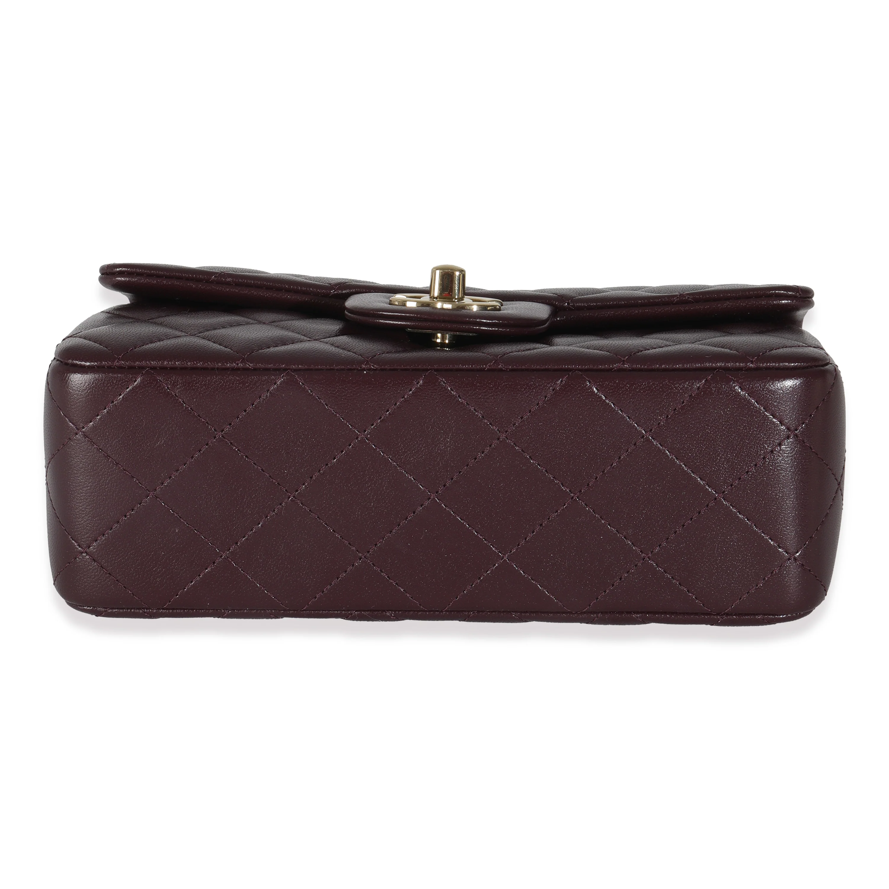 Dark Purple Quilted Lambskin Mini Rectangular Flap Bag - Image 7