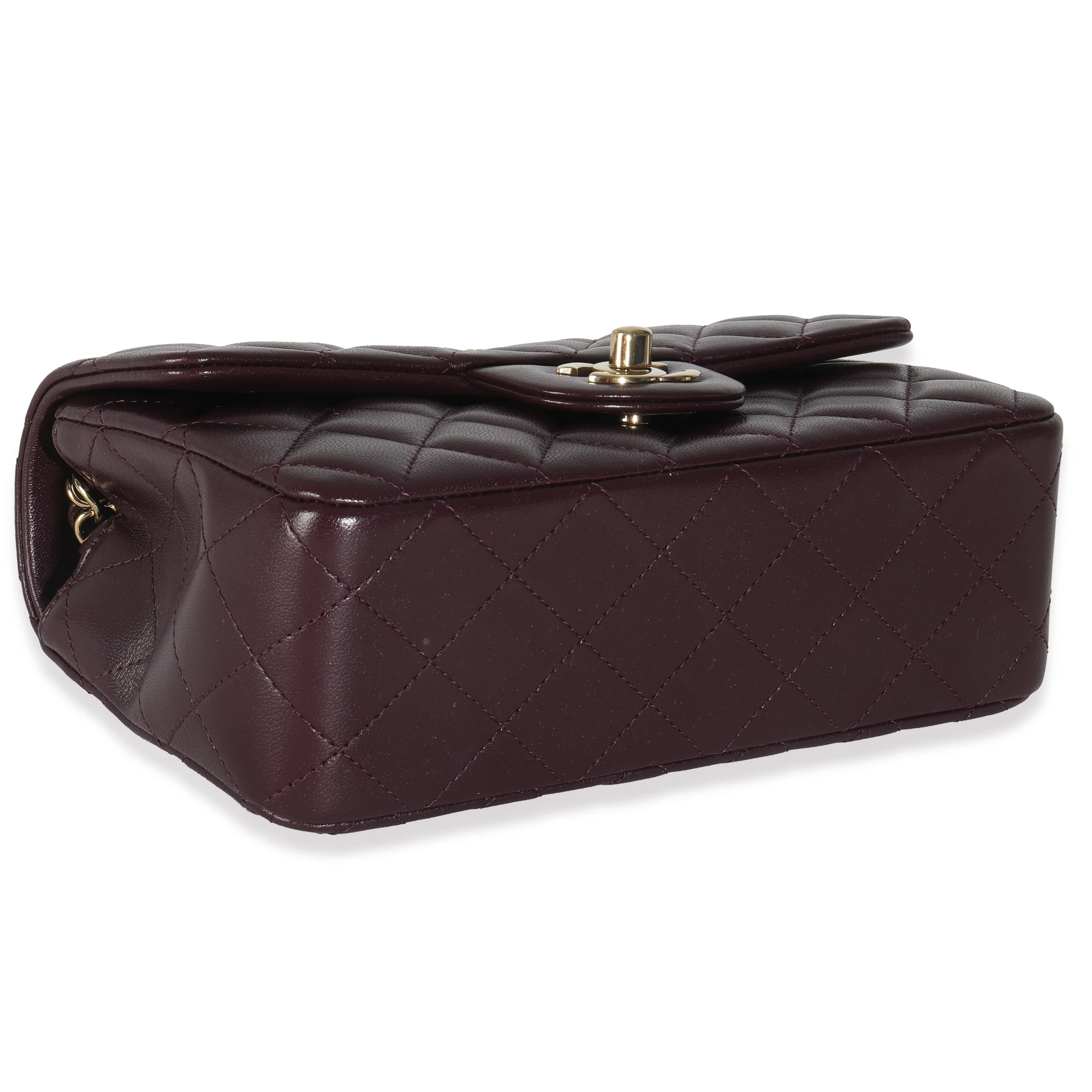 Dark Purple Quilted Lambskin Mini Rectangular Flap Bag - Image 8