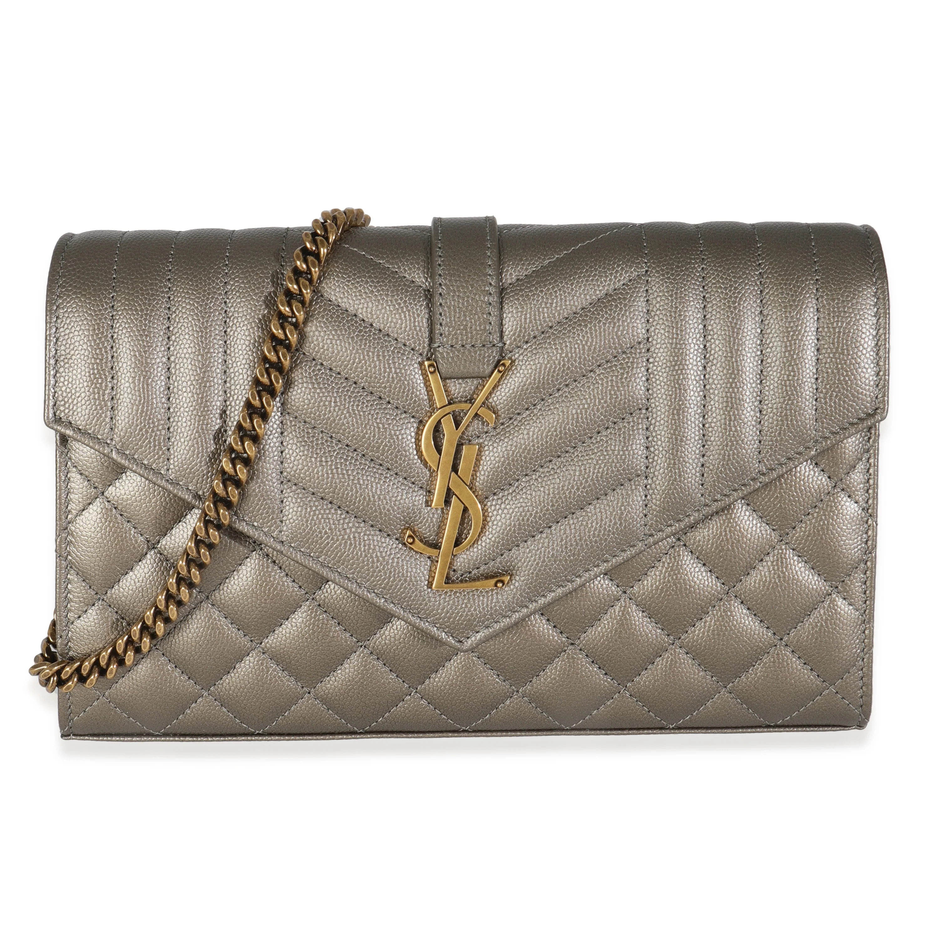 Piombo Tri-Quilted Grain De Poudre Cassandre Chain Wallet