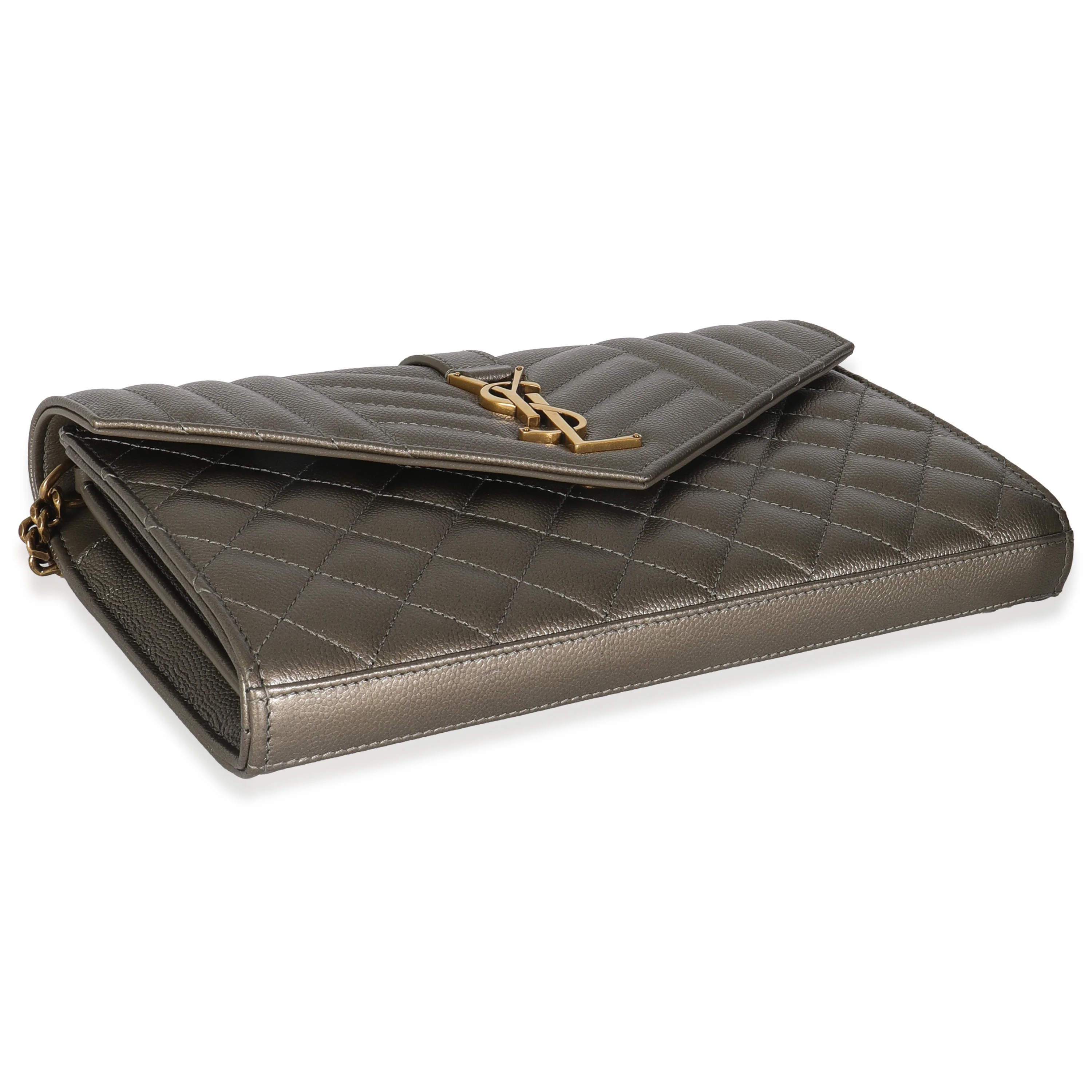Piombo Tri-Quilted Grain De Poudre Cassandre Chain Wallet - Image 6