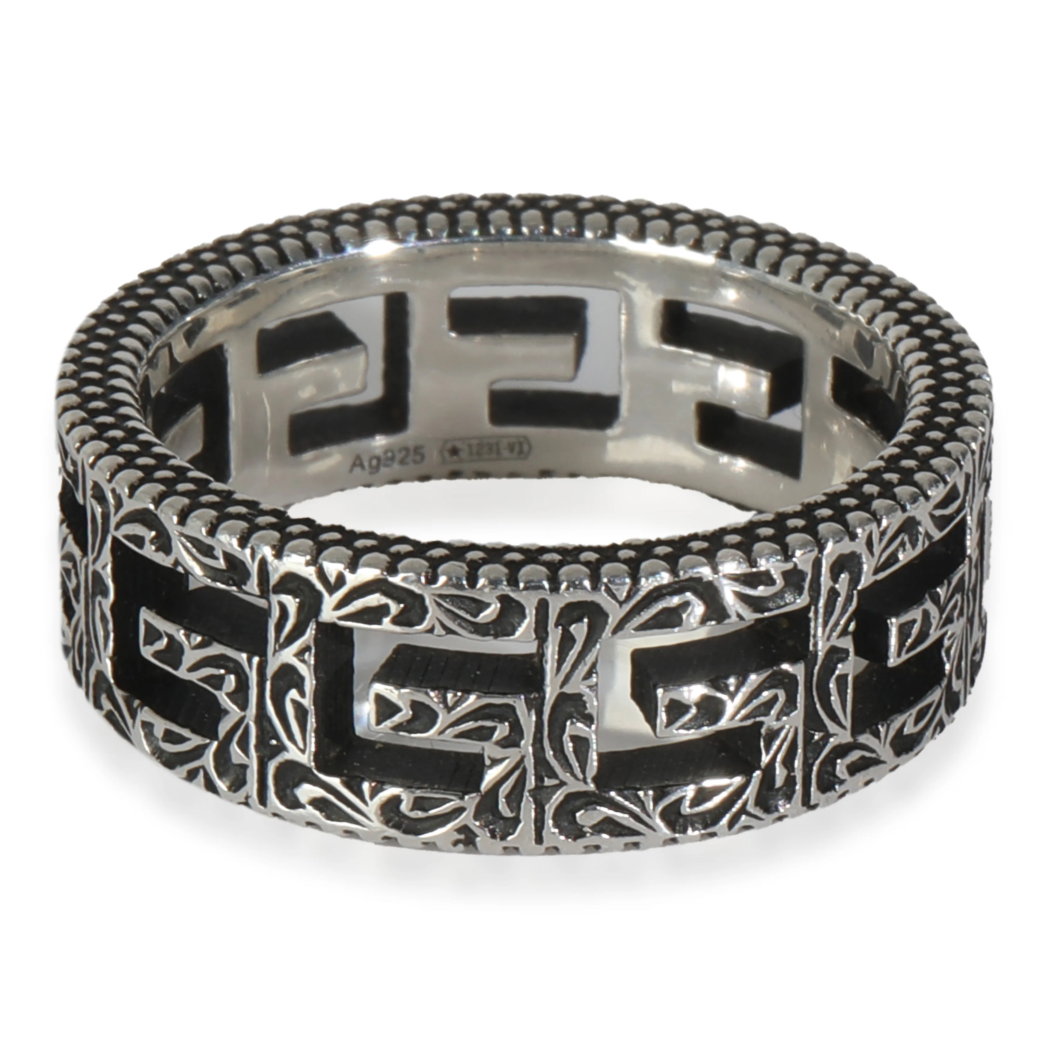 Wide Ring With Square G in Sterling Silver