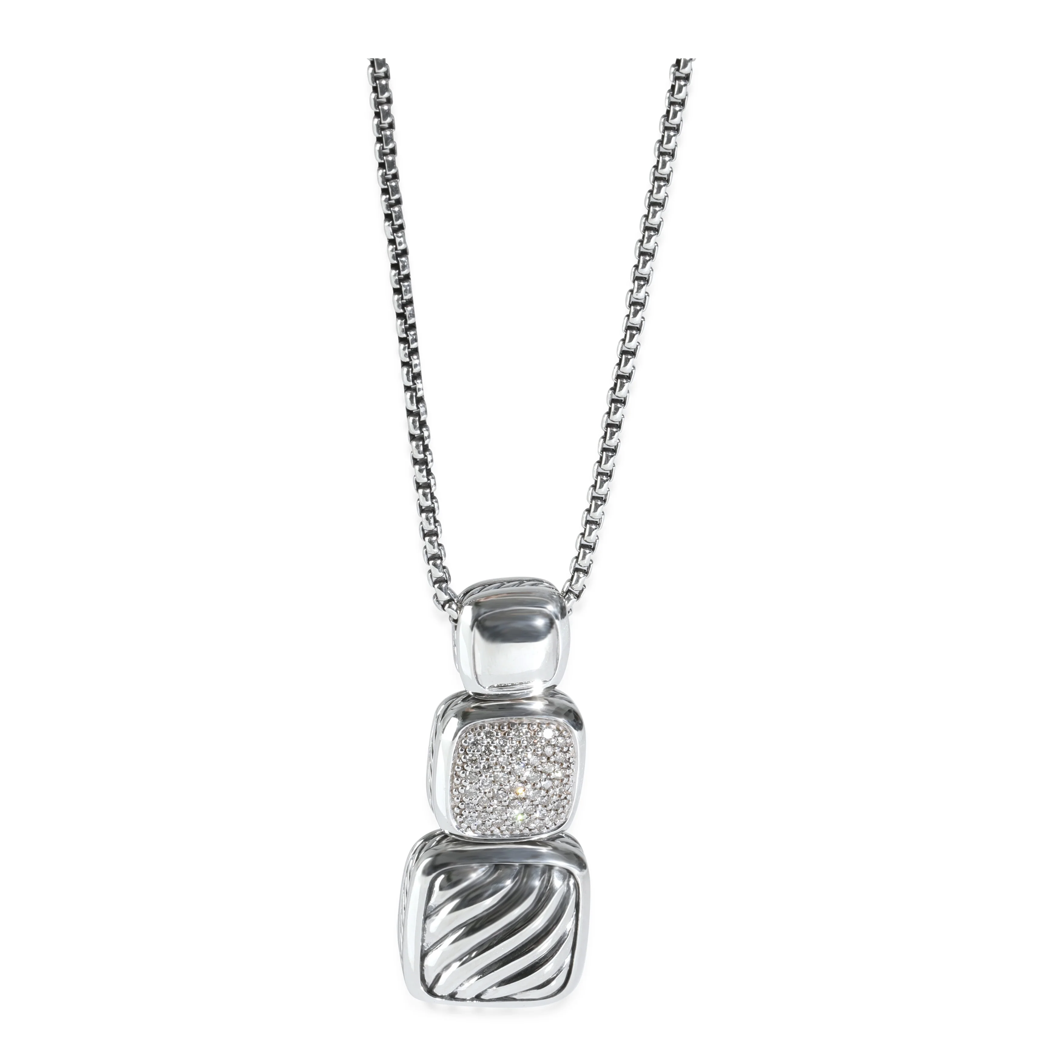 Chiclet Diamond Pendant in Sterling Silver 0.45 CTW