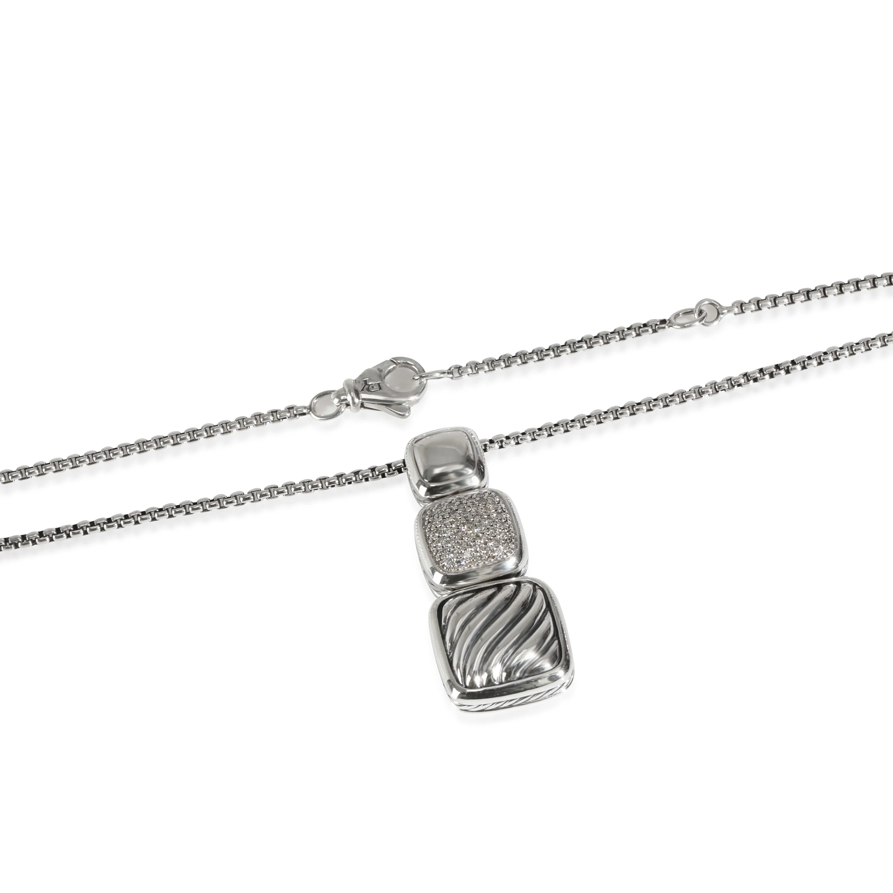 Chiclet Diamond Pendant in Sterling Silver 0.45 CTW - Image 3