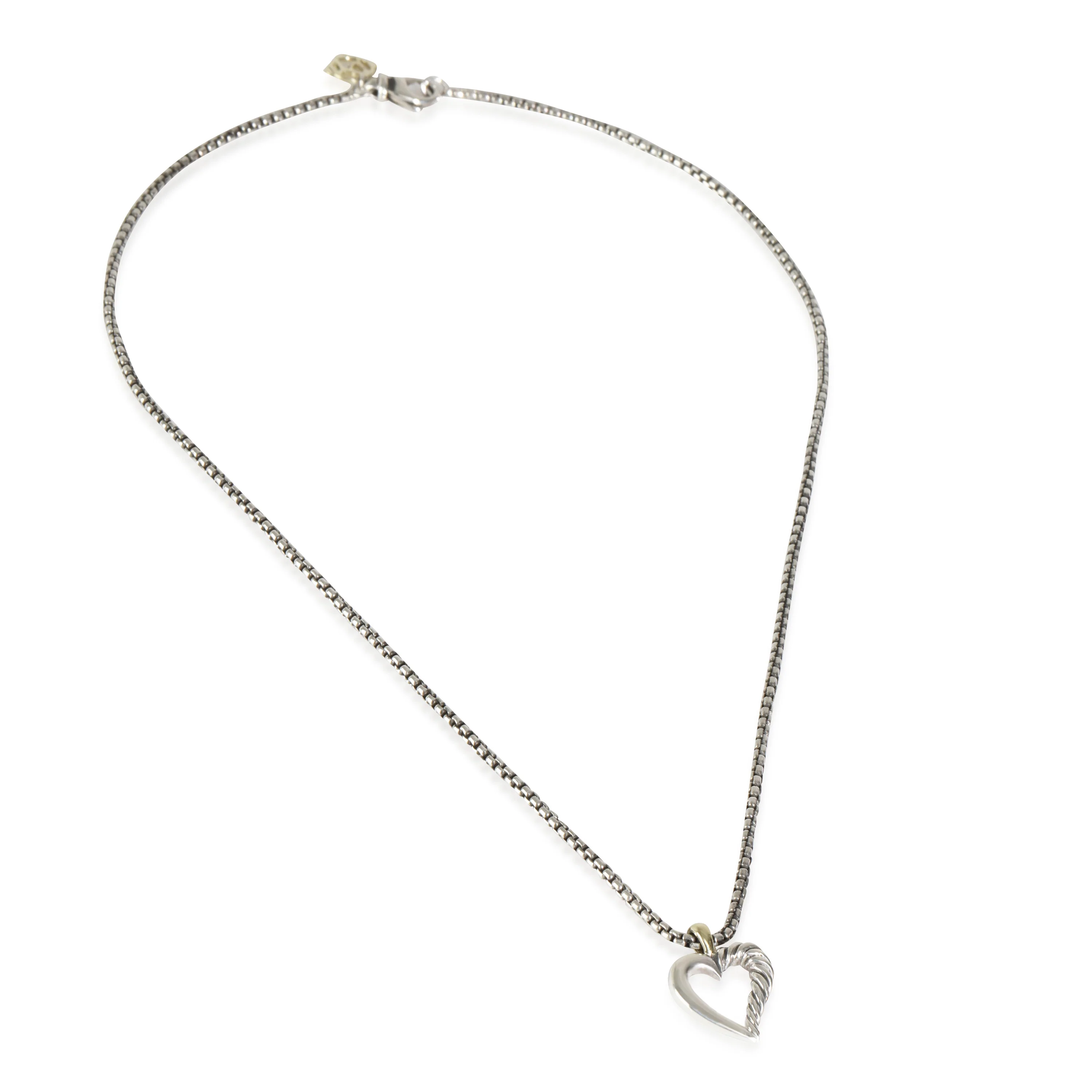 Yellow Gold & Sterling Silver  Cable Heart Pendant - Image 2