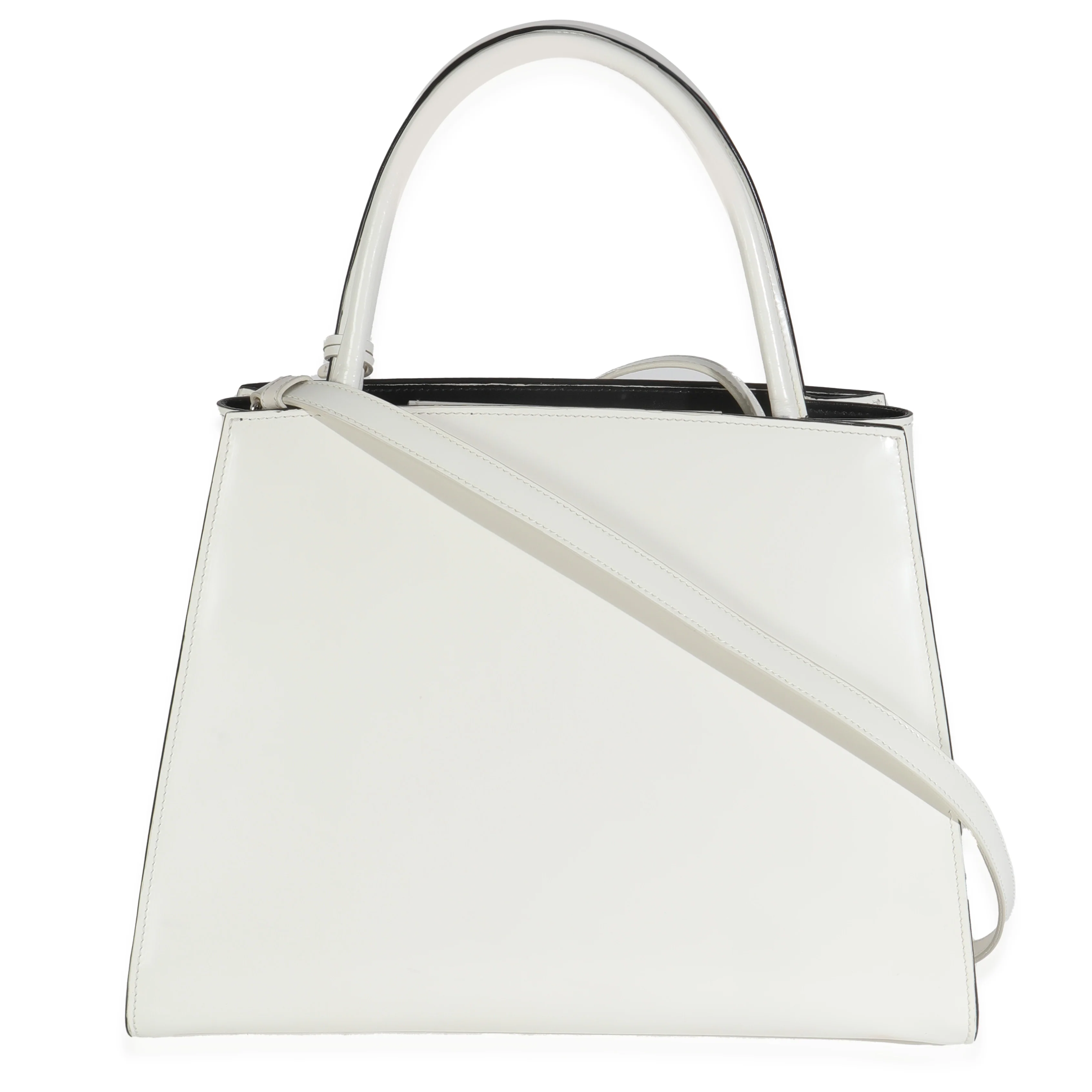 White Spazzolato Trapeze Logo Plaque Tote - Image 4