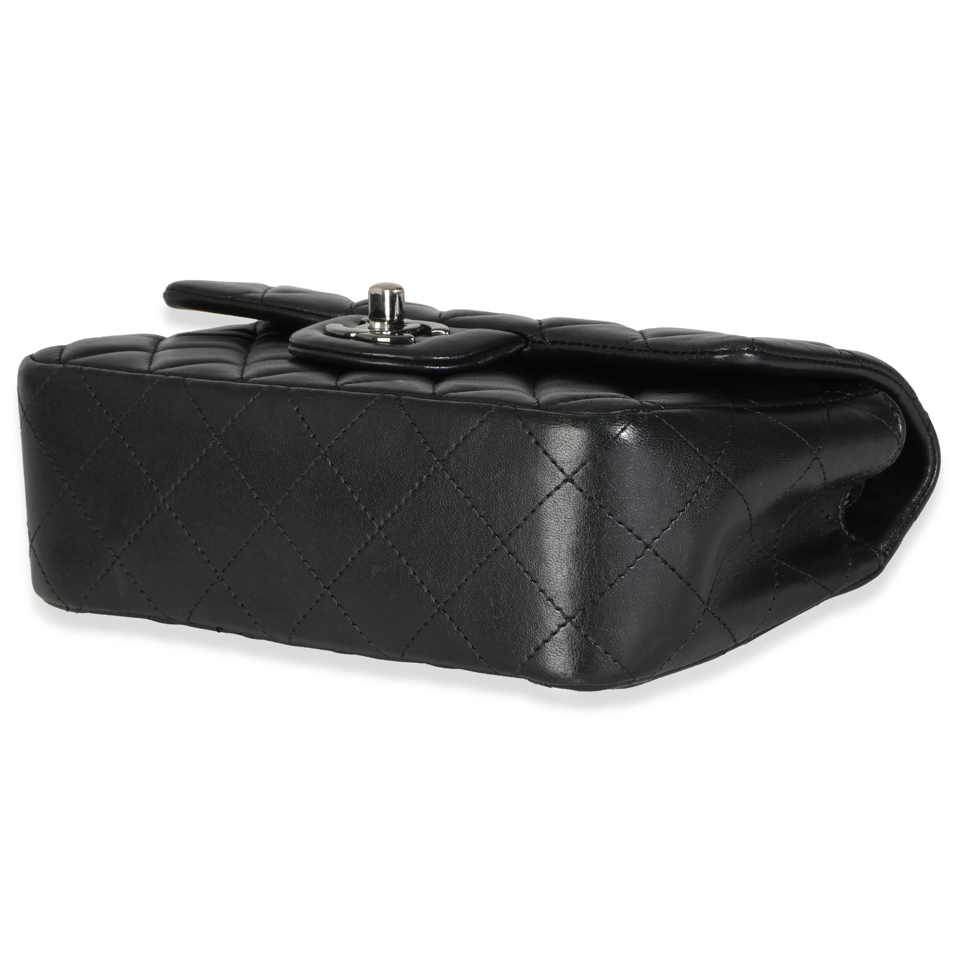 Black Quilted Lambskin Mini Rectangular Flap Bag - Image 7