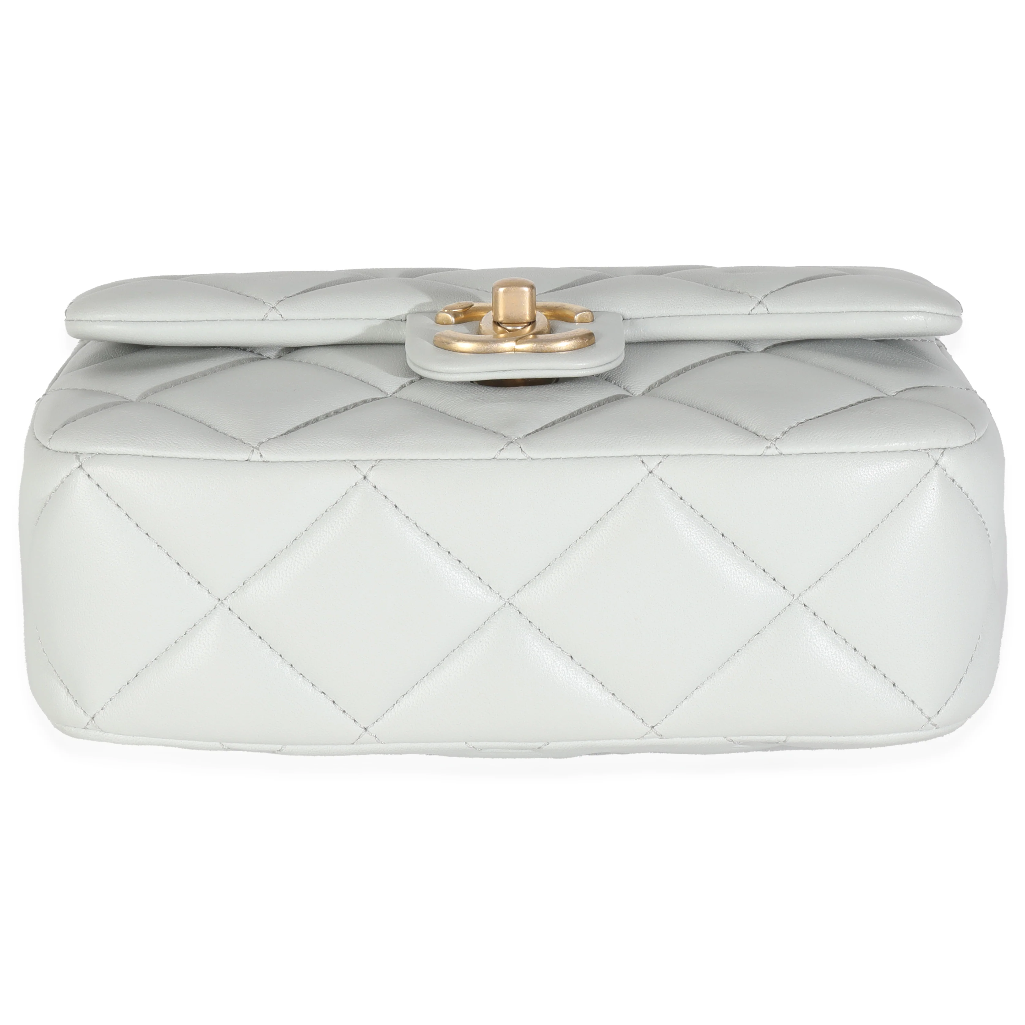 Light Blue Quilted Lambskin Jeweled Charm Me Square Flap Bag - Image 5