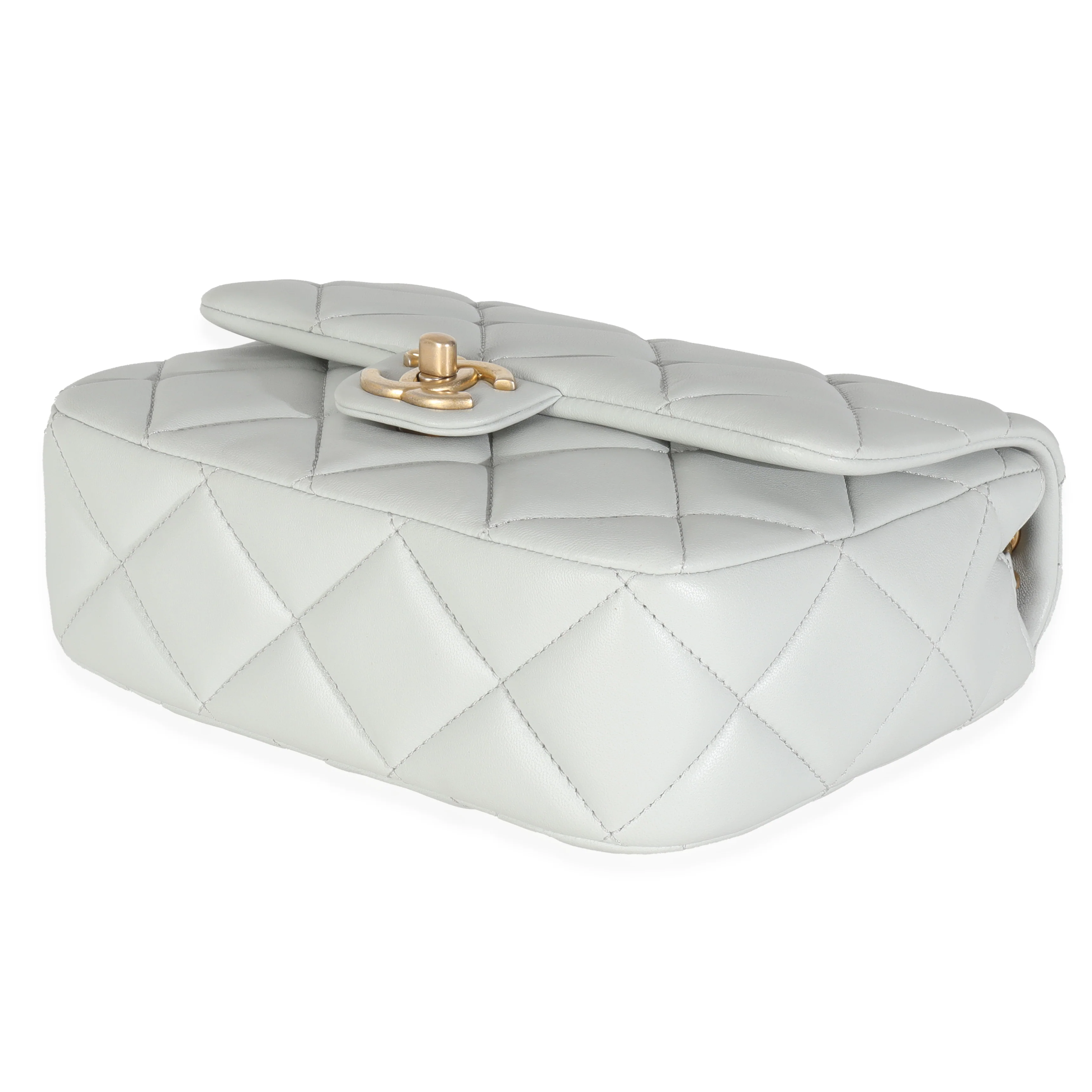 Light Blue Quilted Lambskin Jeweled Charm Me Square Flap Bag - Image 6
