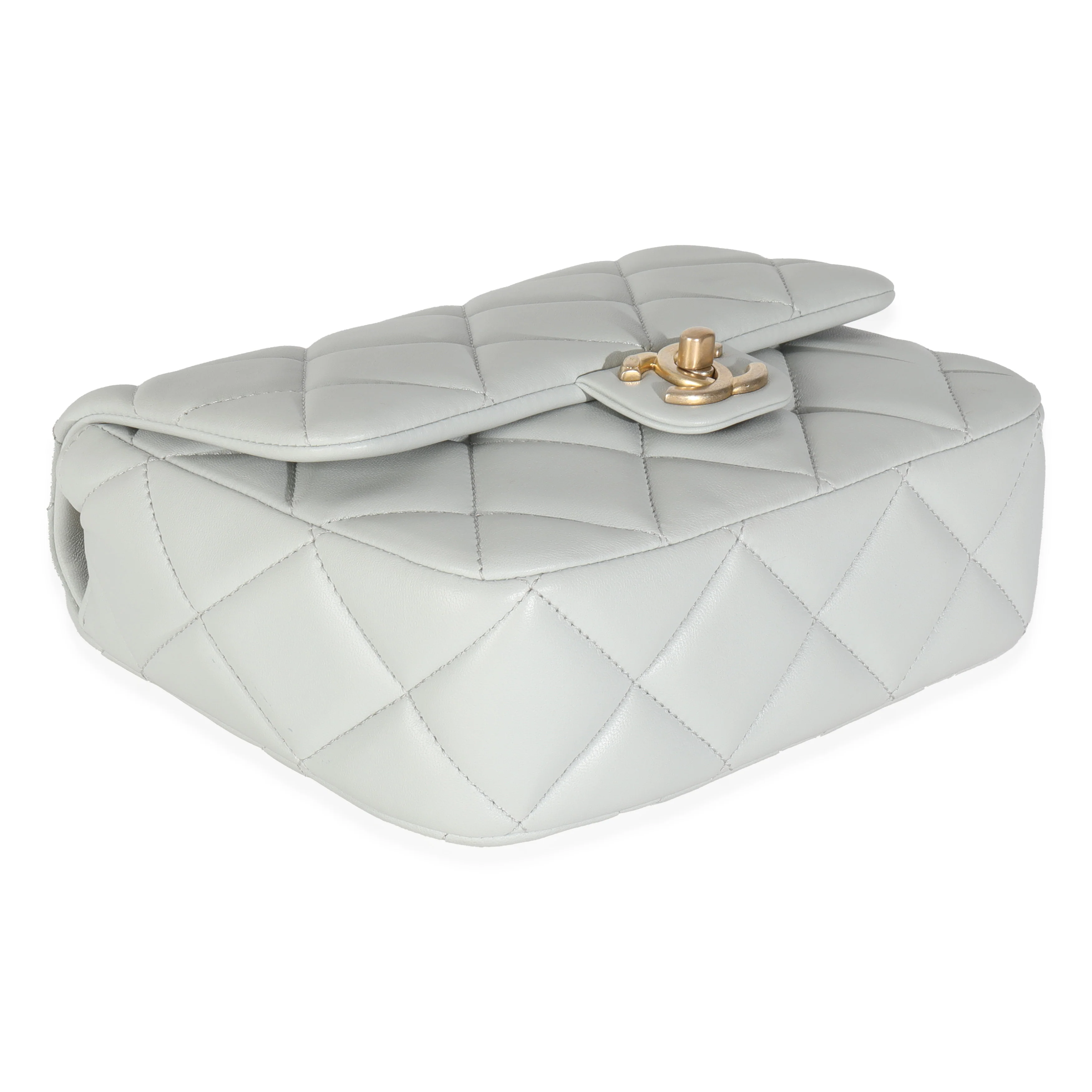Light Blue Quilted Lambskin Jeweled Charm Me Square Flap Bag - Image 7