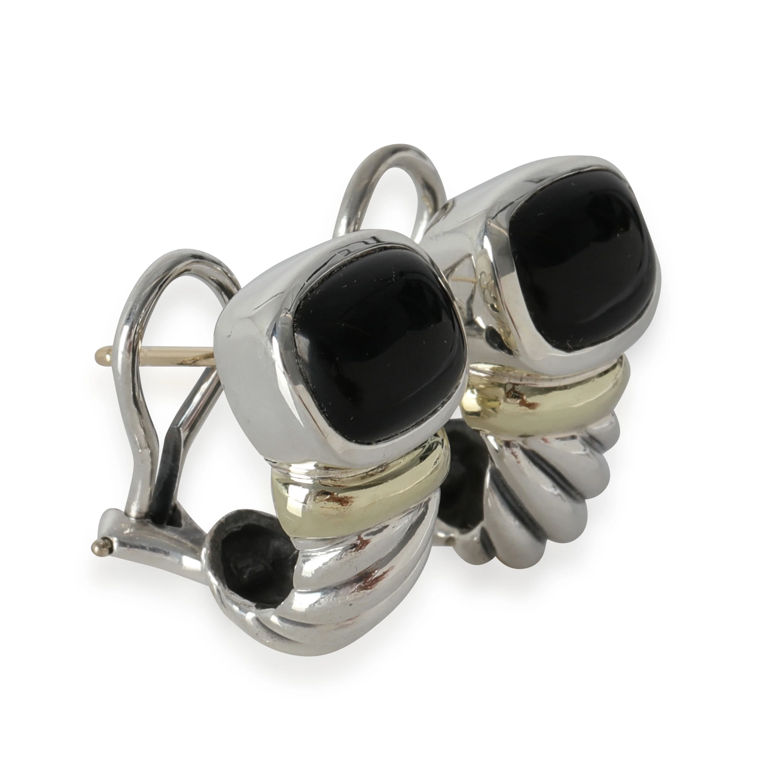 Shrimp Onyx Earrings in 14k Yellow Gold/Sterling Silver - Image 2