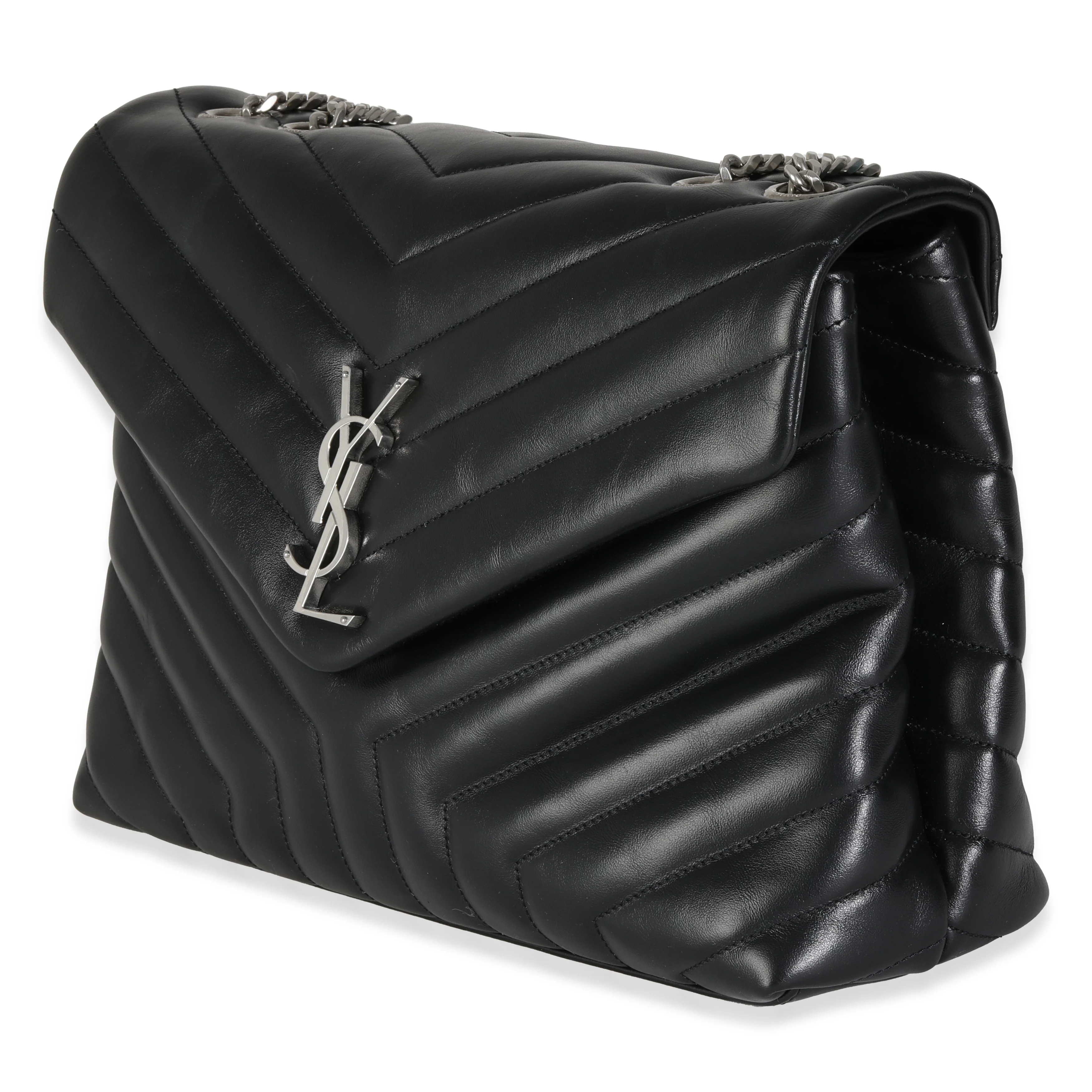 Black Calfskin Medium Loulou Chain Bag - Image 2