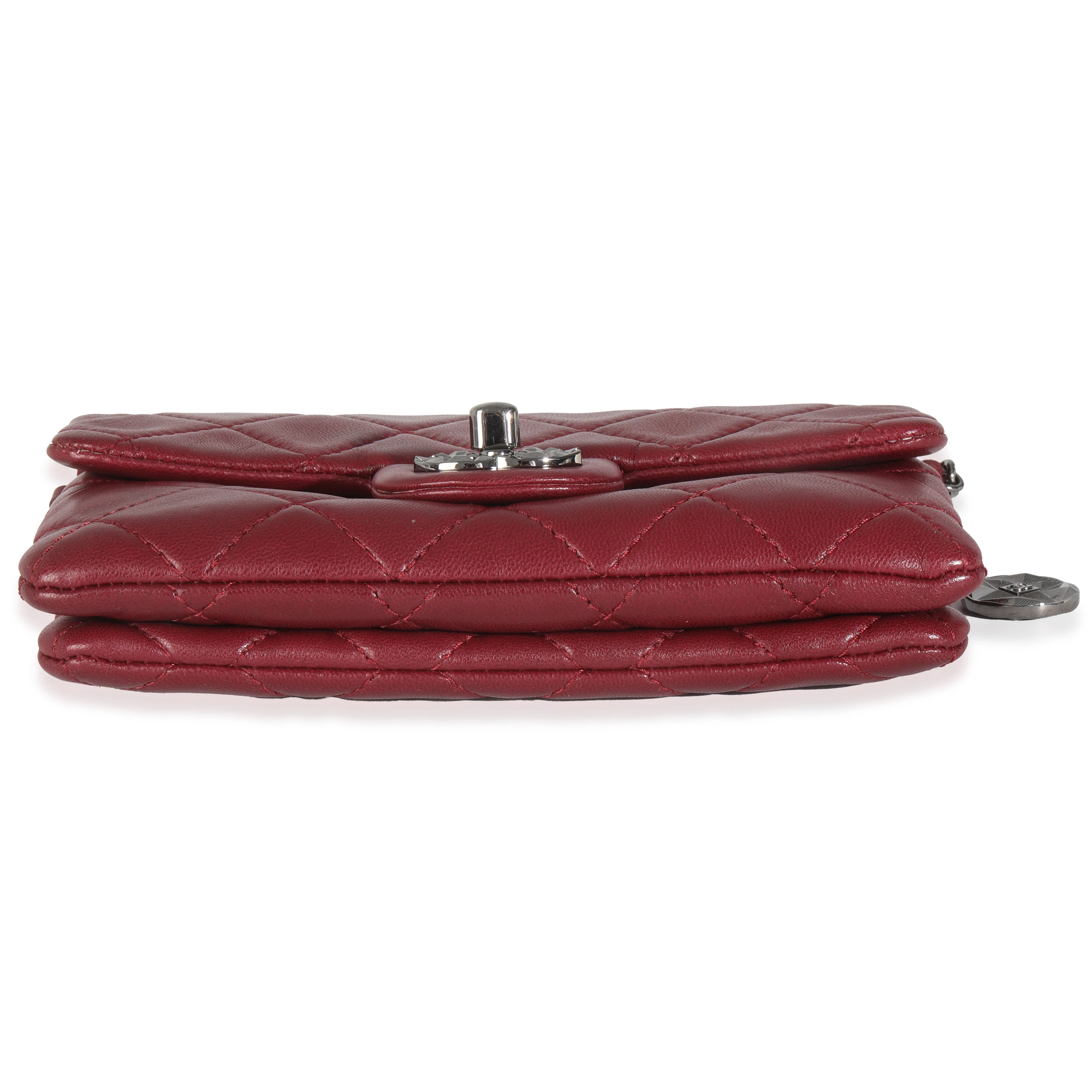 Burgundy Quilted Lambskin Mineral Nights Clutch On Chain - Image 5
