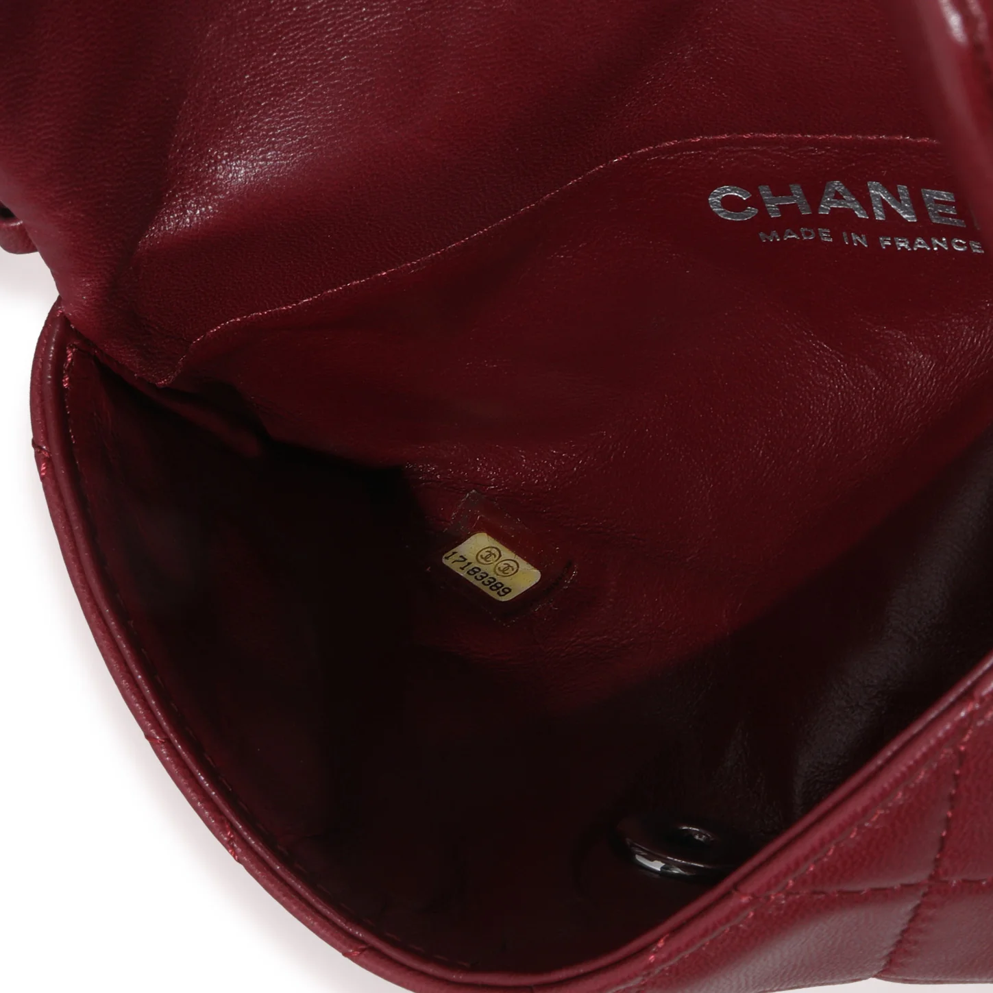 Burgundy Quilted Lambskin Mineral Nights Clutch On Chain - Image 9