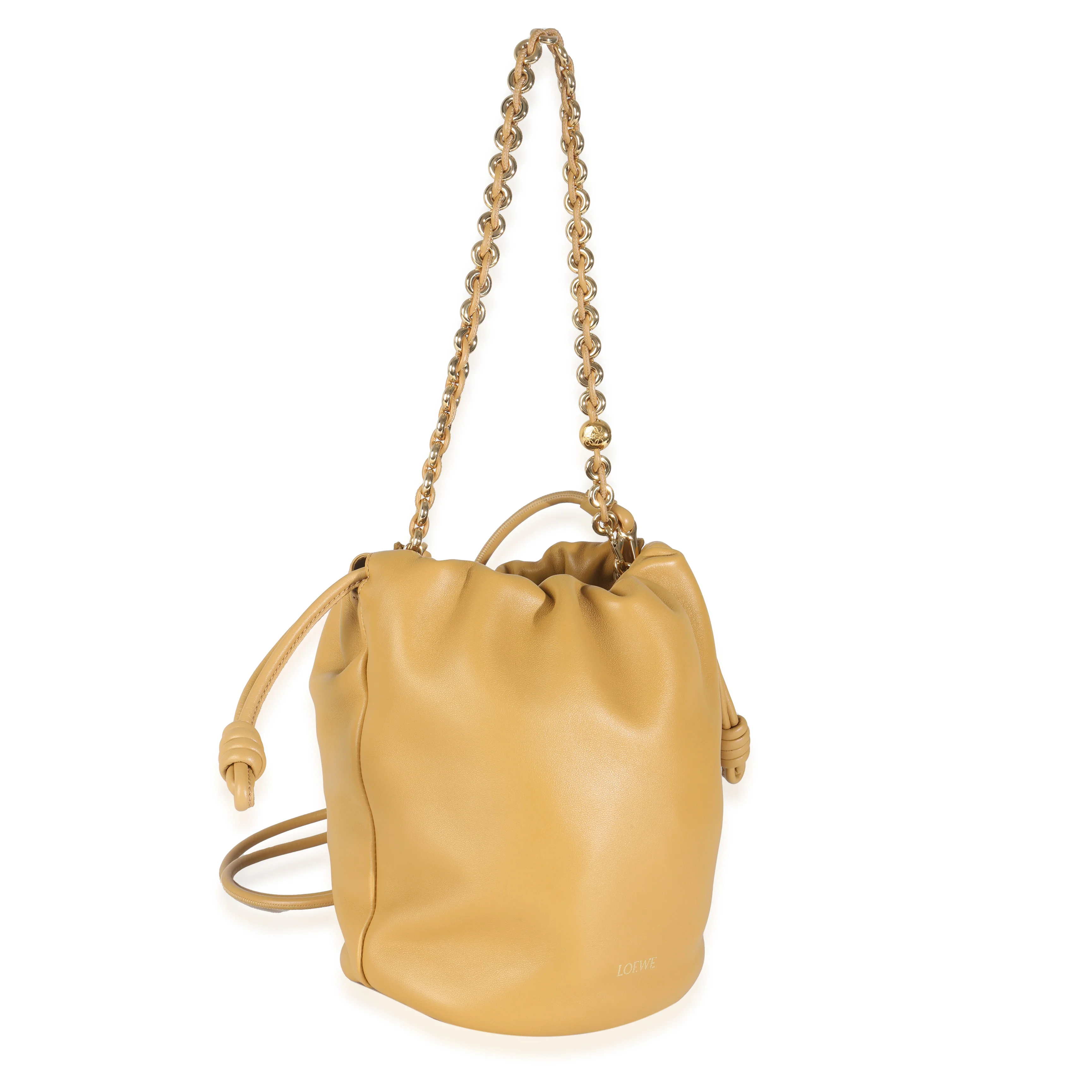 Sahara Mellow Nappa Lambskin Flamenco Chain Bucket Bag - Image 3