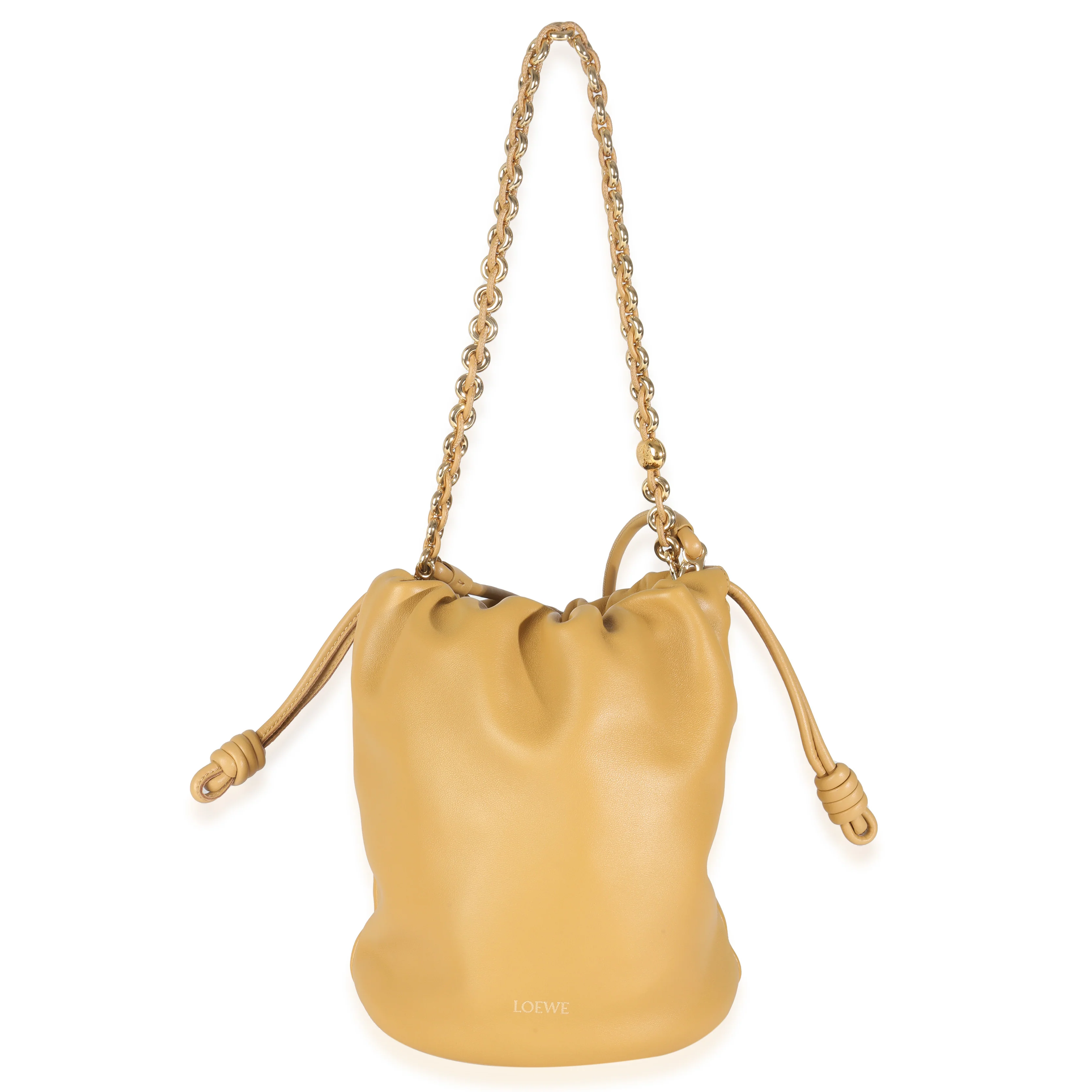 Sahara Mellow Nappa Lambskin Flamenco Chain Bucket Bag - Image 4
