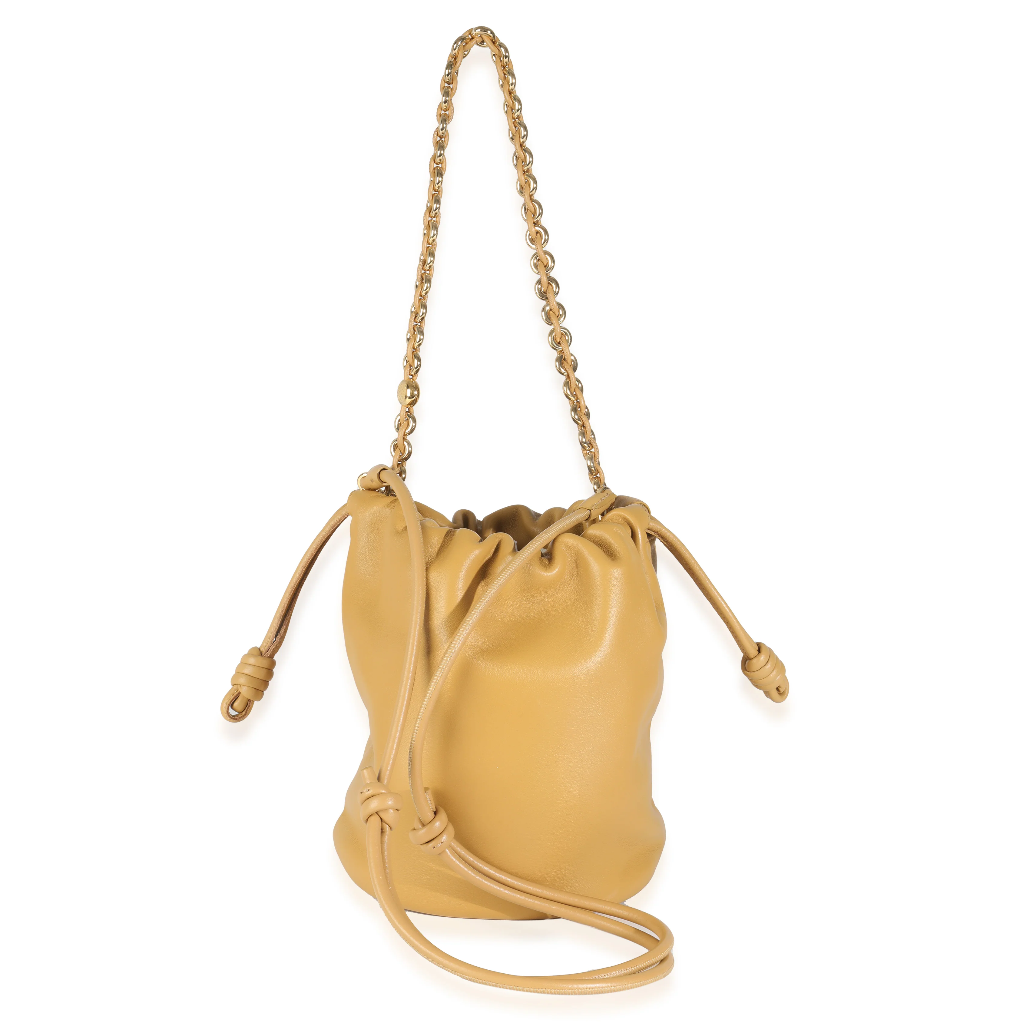 Sahara Mellow Nappa Lambskin Flamenco Chain Bucket Bag - Image 5
