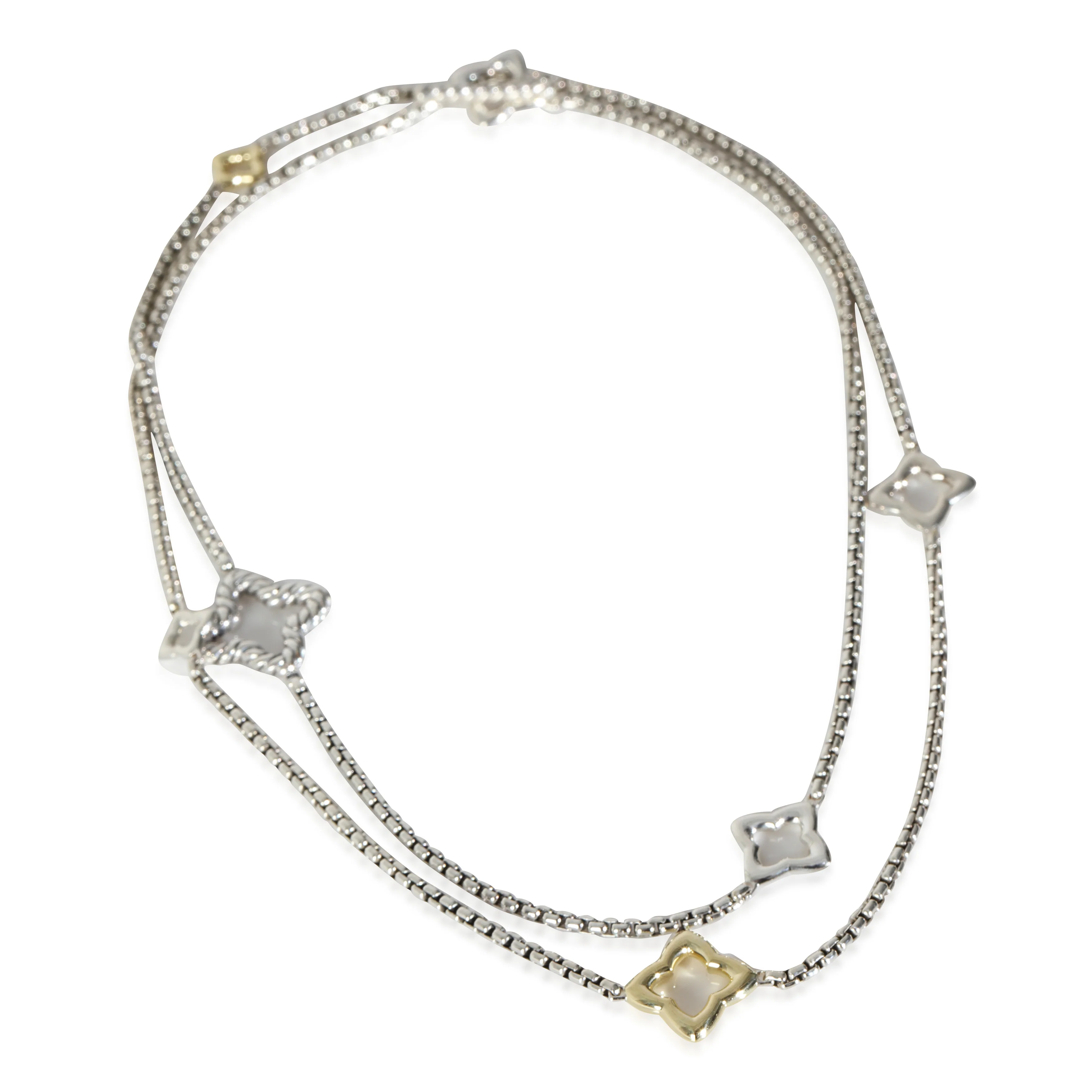 Yellow Gold & Sterling Silver Quatrefoil Necklace - Image 2