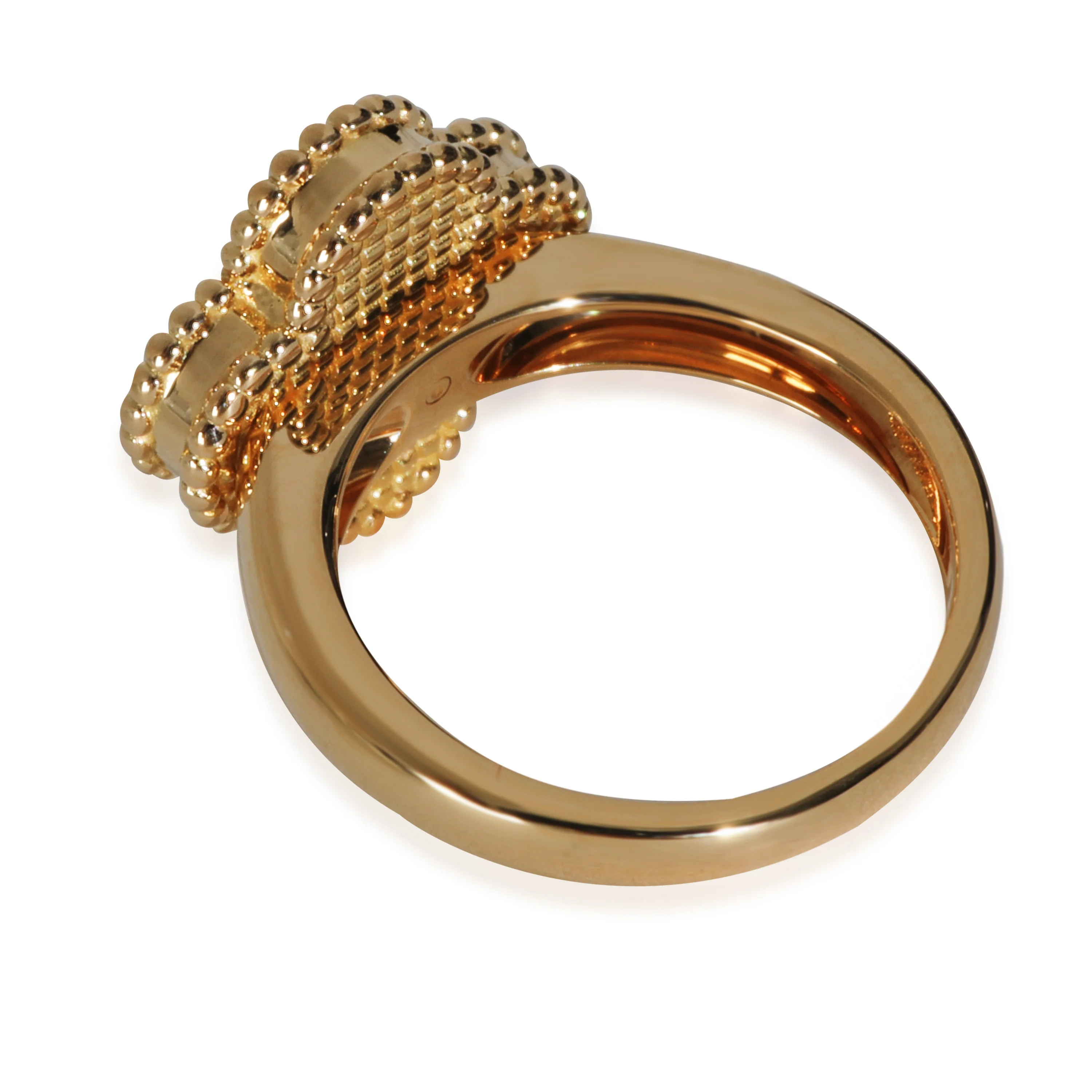 Yellow Gold Onyx and Diamond Vintage Alhambra Ring - Image 4