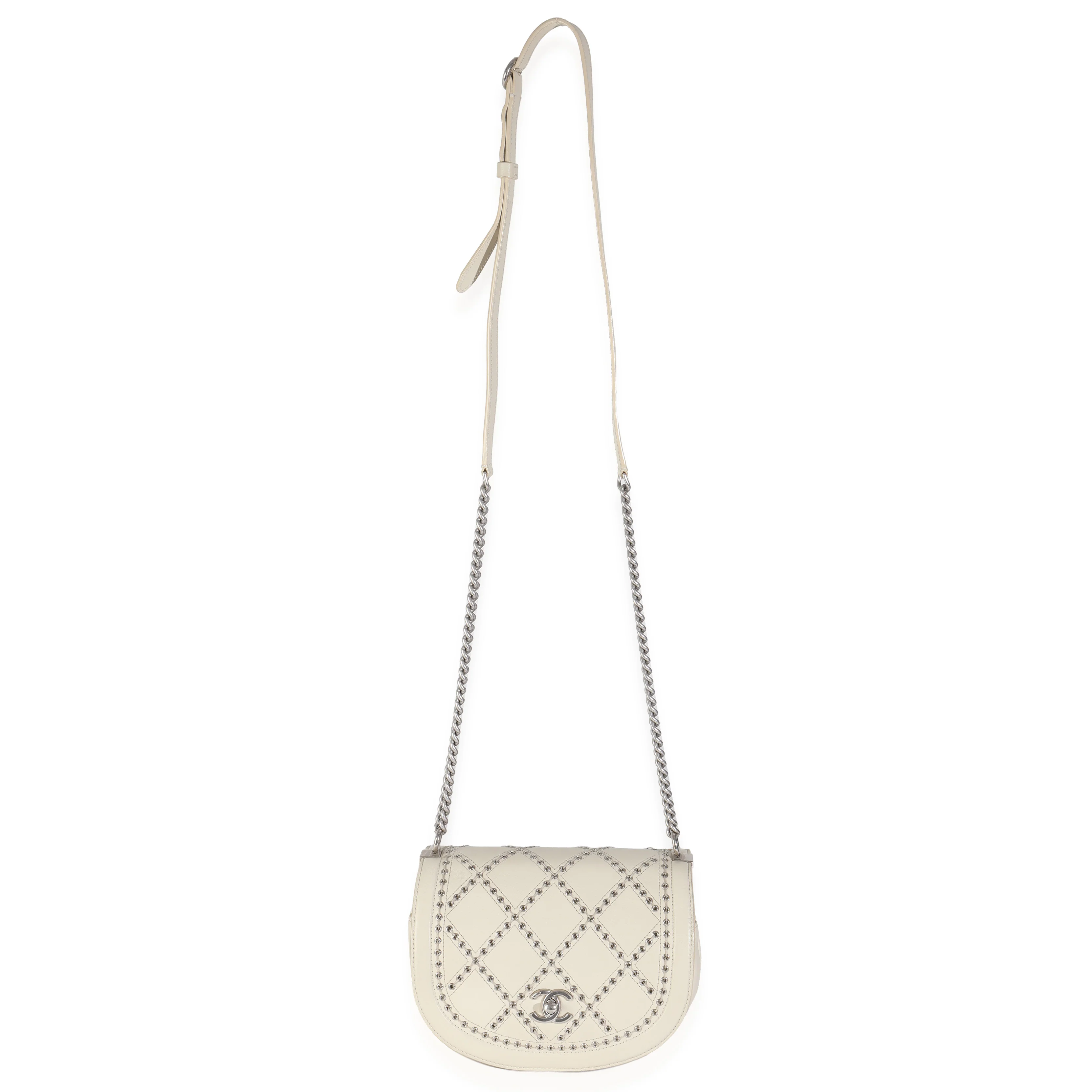 Ivory Calfskin Coco Eyelets Small Flap Bag - Image 8