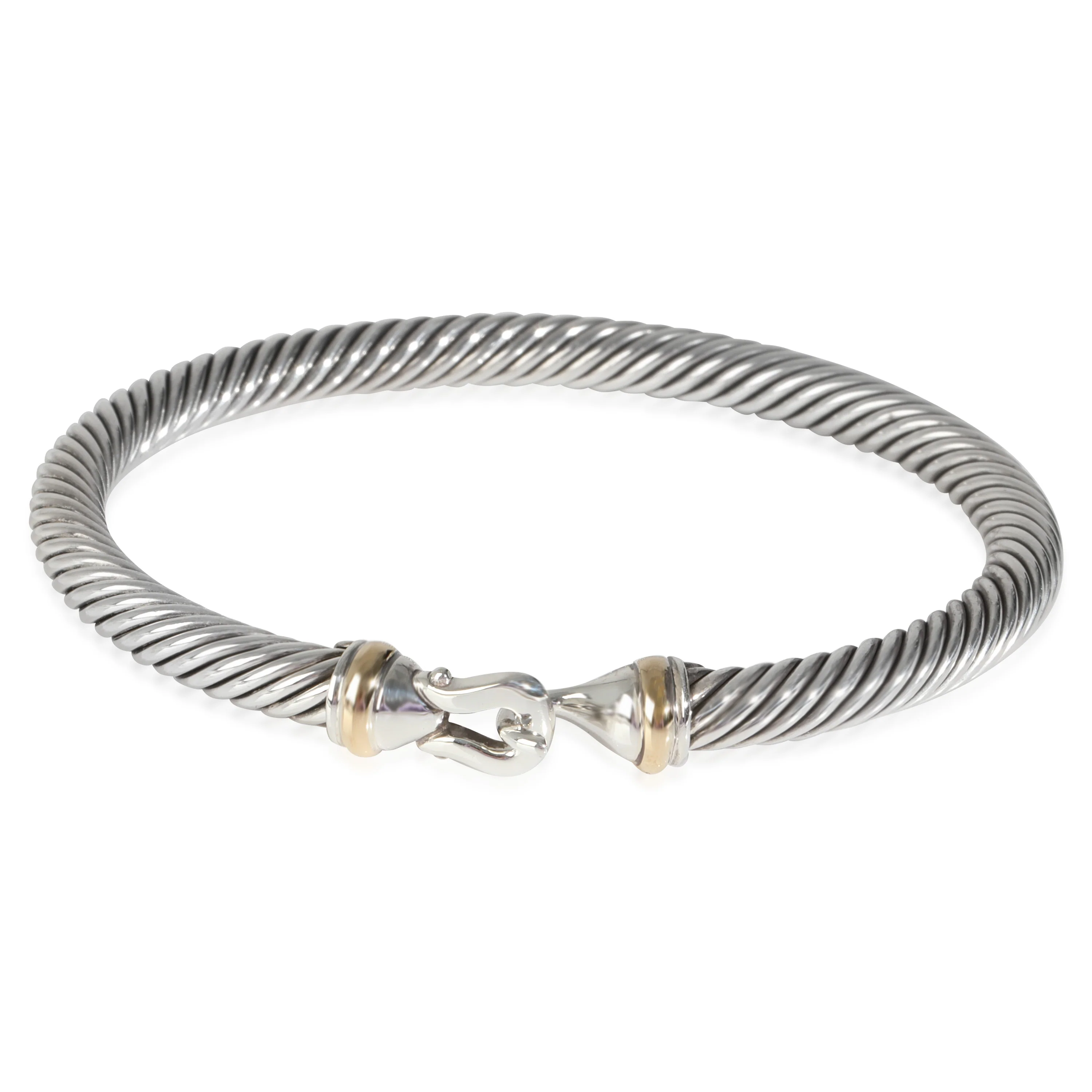 Yellow Gold & Sterling Silver  Cable Hook Bracelet