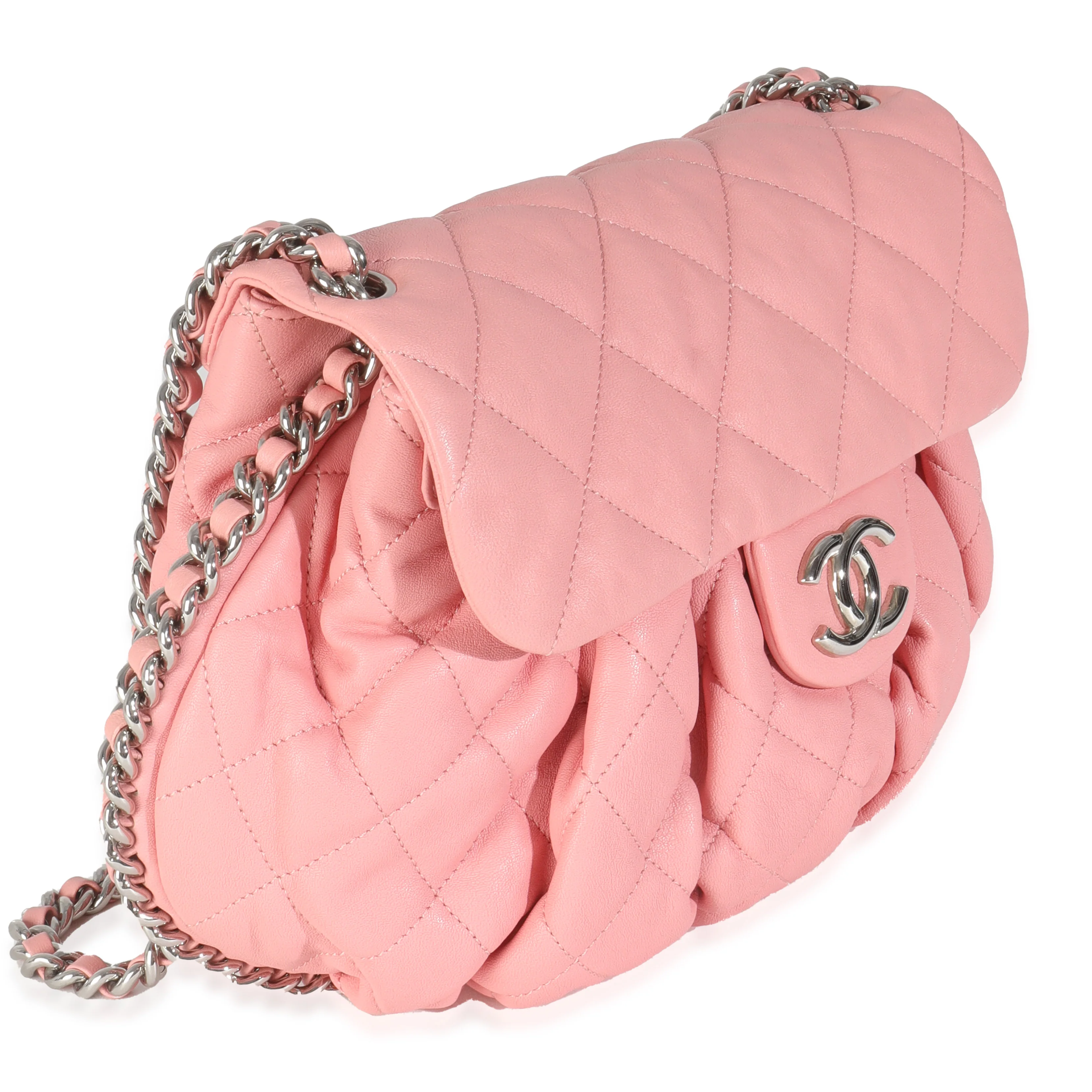 Pink Washed Quilted Lambskin Medium Chain Around Messenger - Image 3
